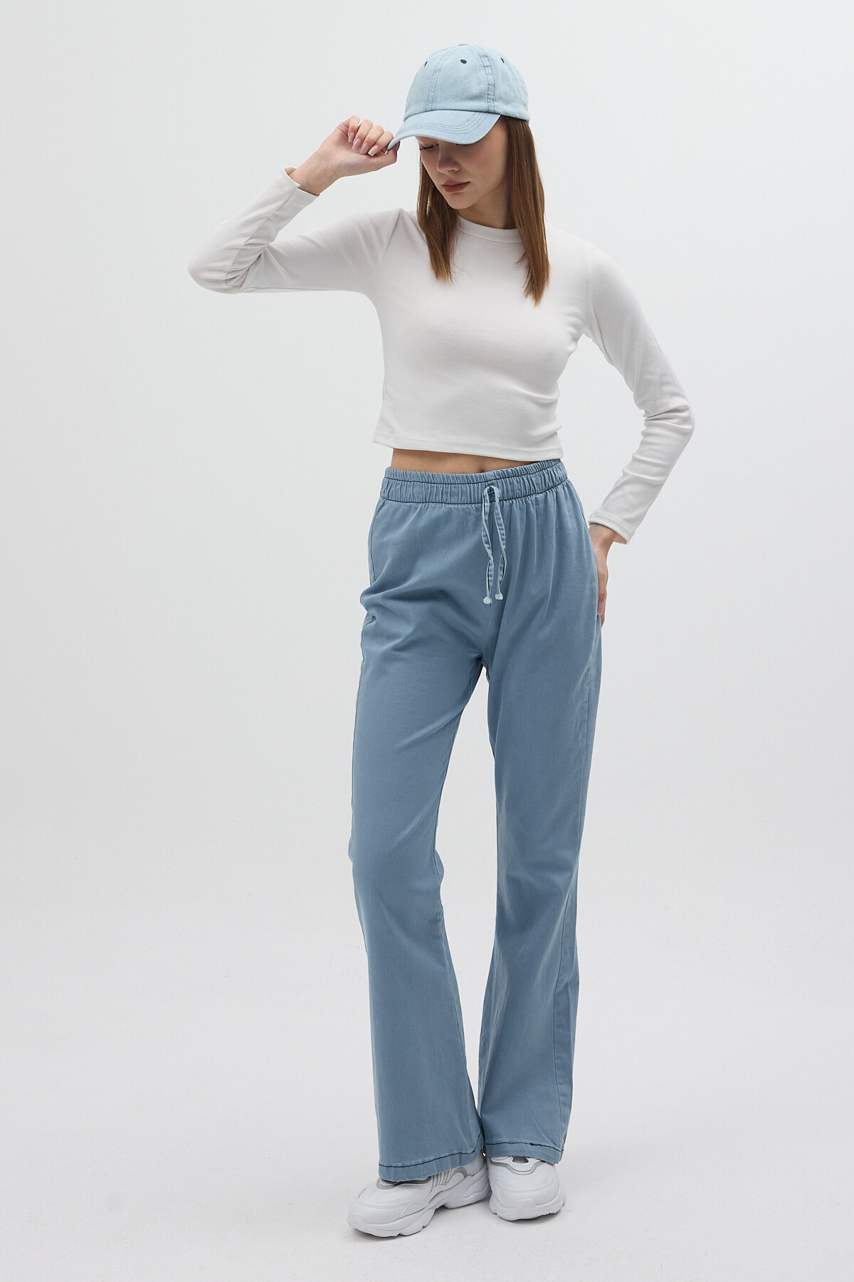 Buz Bel Lastikli Geniş Paça Kadın Kot Pantolon 3457 - RAYS