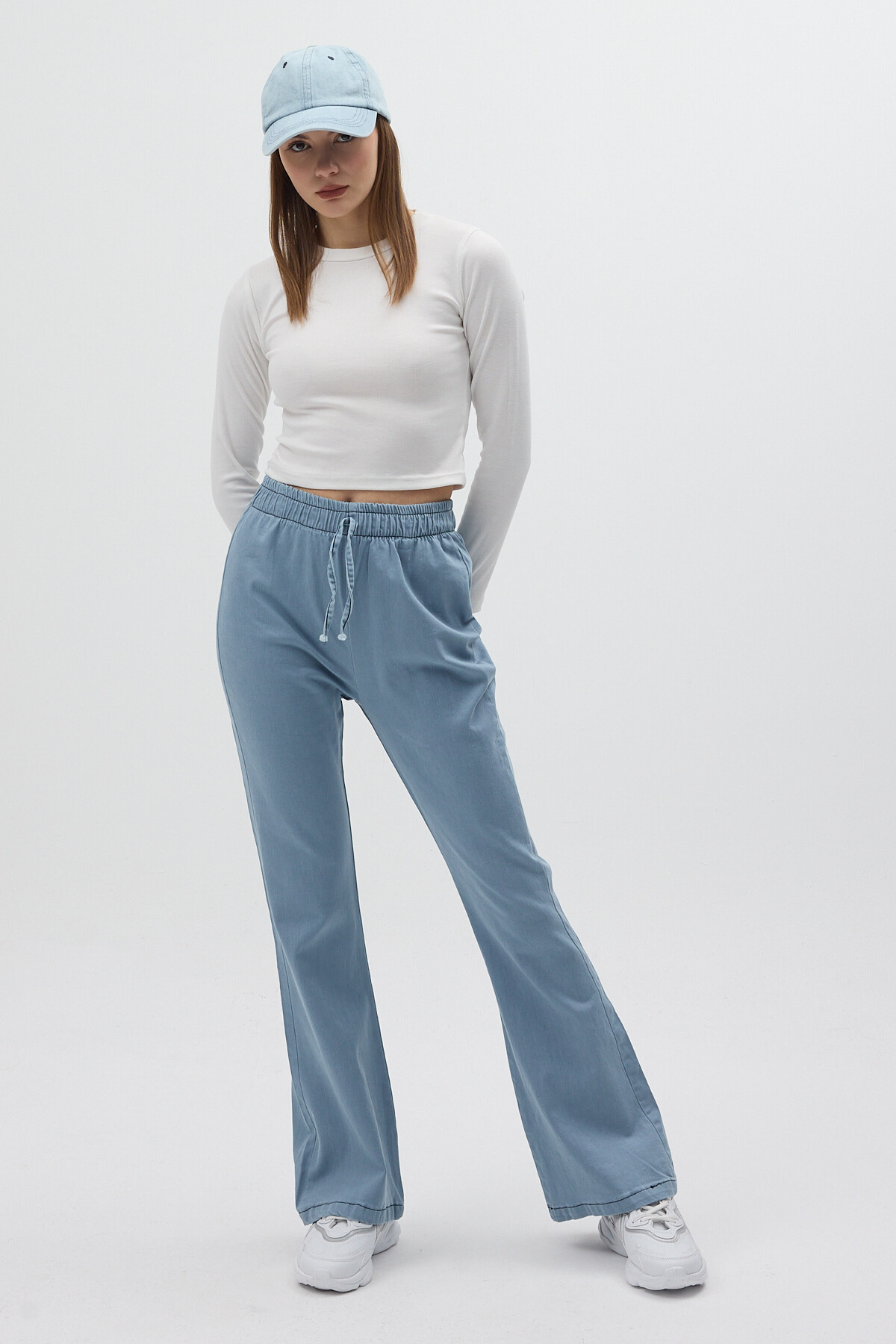 Buz Bel Lastikli Geniş Paça Kadın Kot Pantolon 3457 - 5