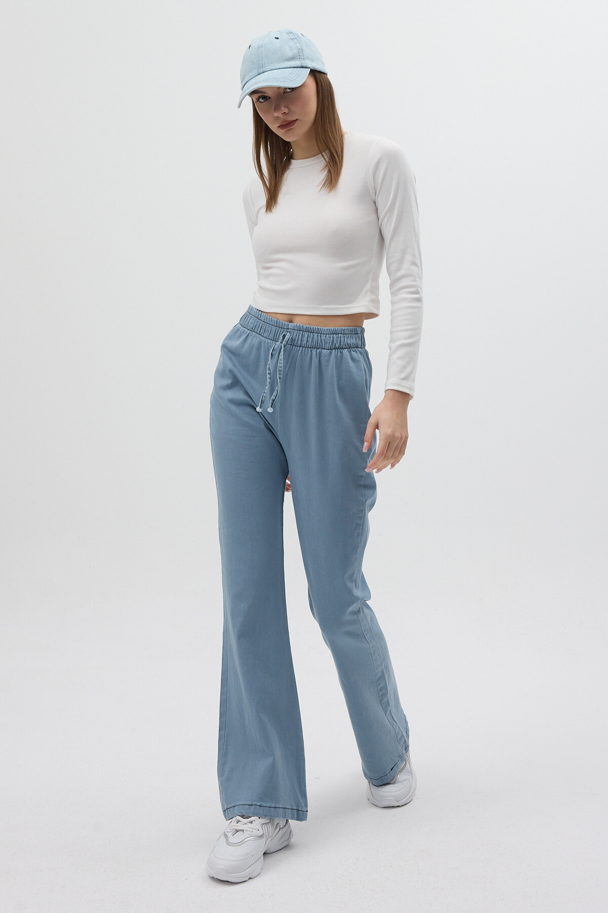 Buz Bel Lastikli Geniş Paça Kadın Kot Pantolon 3457 - 6