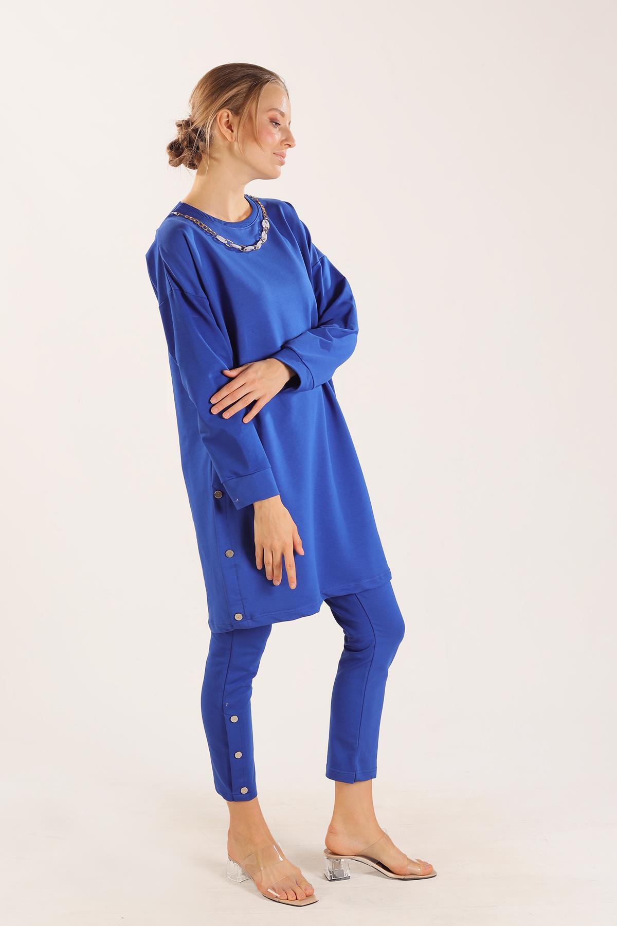 Saks Kolyeli Çıtçıt Detay Sweat Takım 3479 - 2