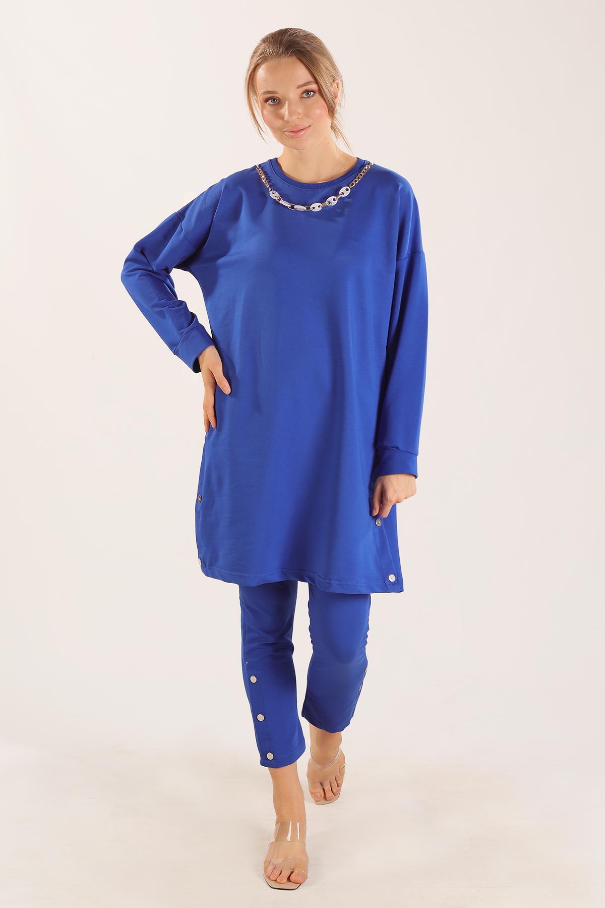 Saks Kolyeli Çıtçıt Detay Sweat Takım 3479 - 1
