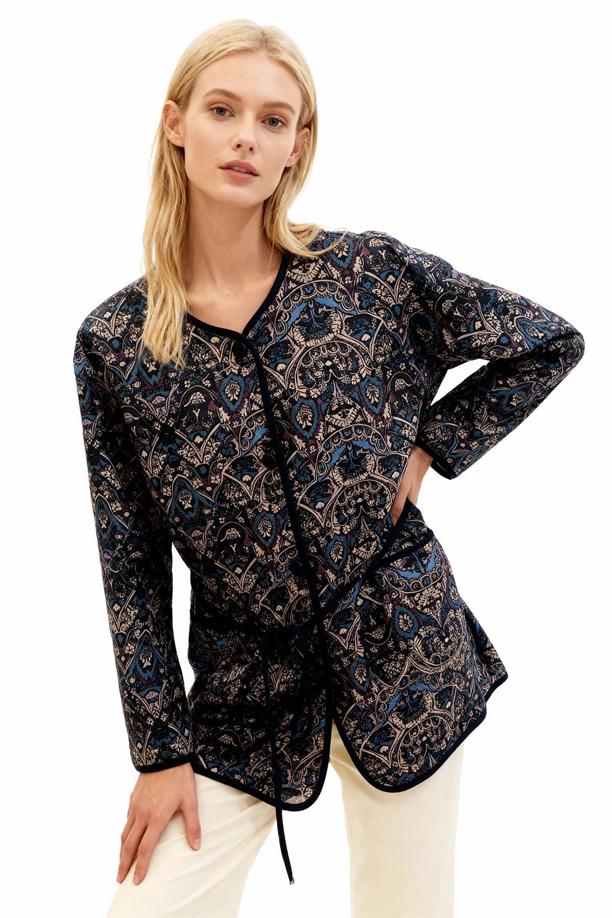 3496 Etnik Desen Kapitone Ceket Laci - 1