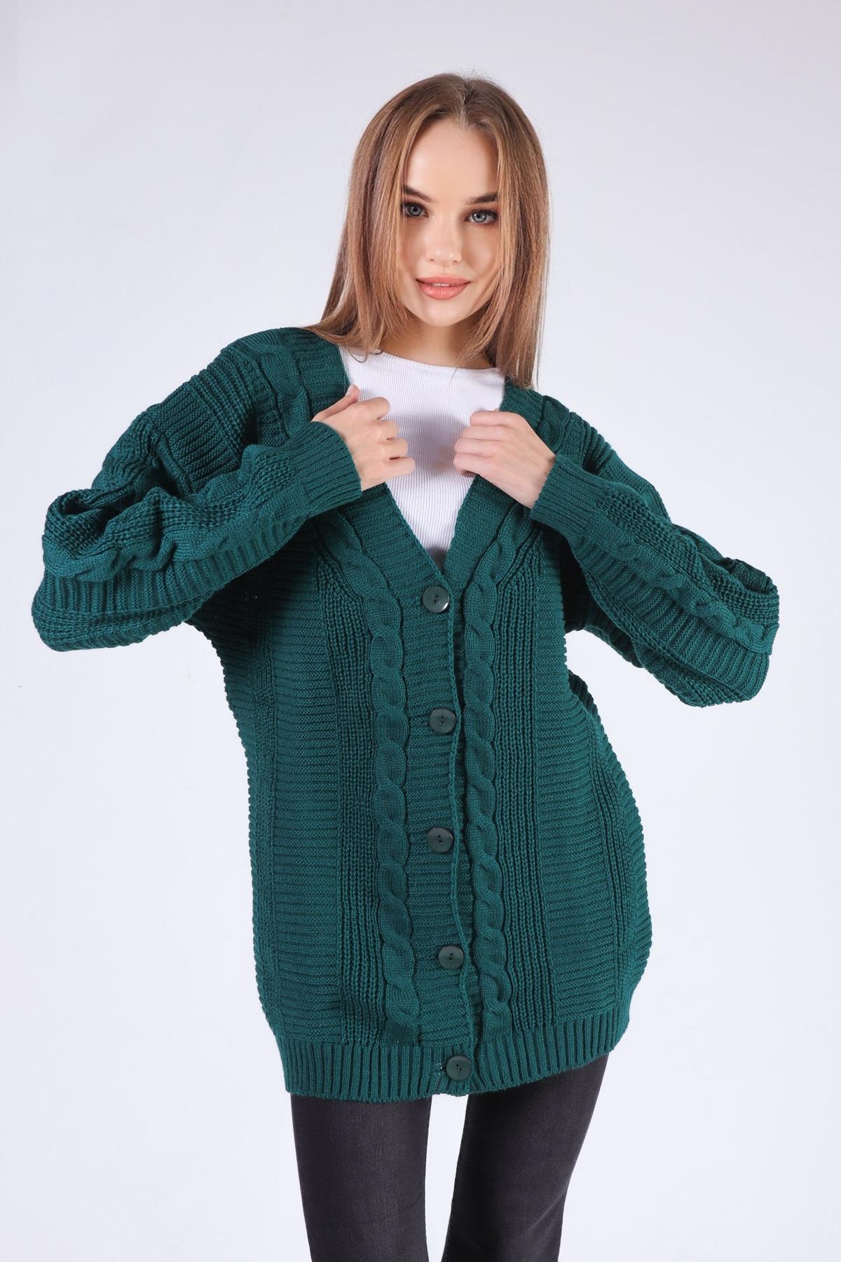 Nefti Düğme Detay Örgülü Hırka 350 - 5