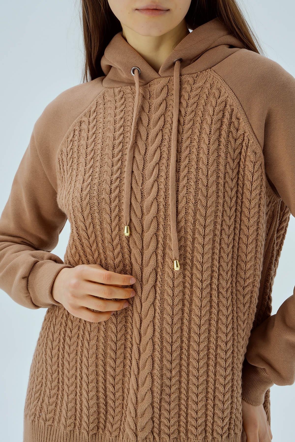 Bisküvi Kapüşonlu Triko Detay Sweat 3500 - 6