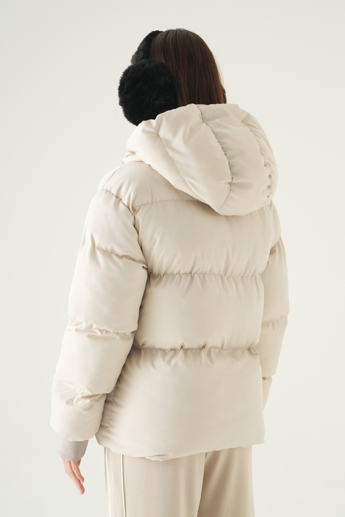 3505 Kapüşonlu Cepli Mont Bej - 5