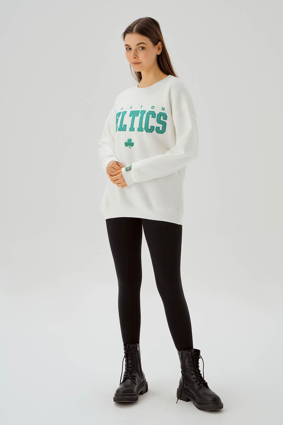 Ekru Boston Baskı Detay Sweat 3536 - 2
