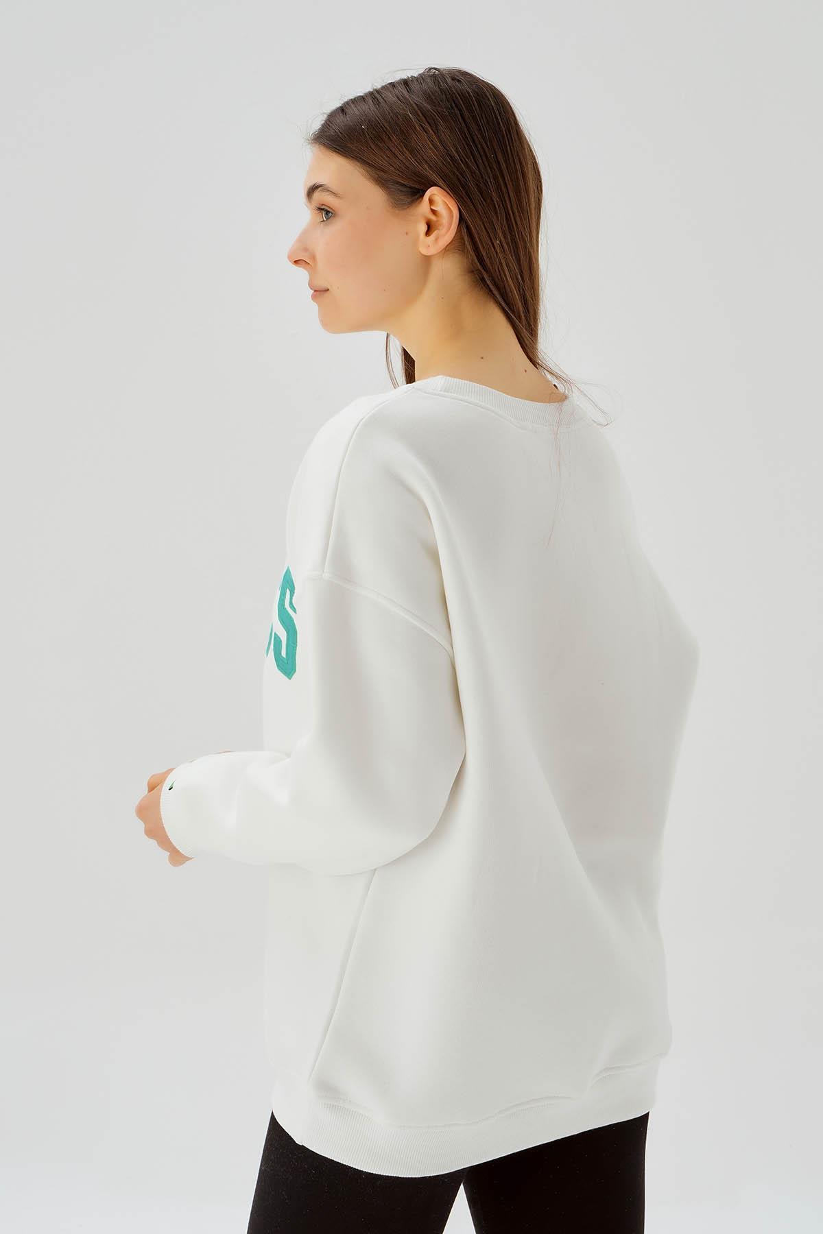 Ekru Boston Baskı Detay Sweat 3536 - 5