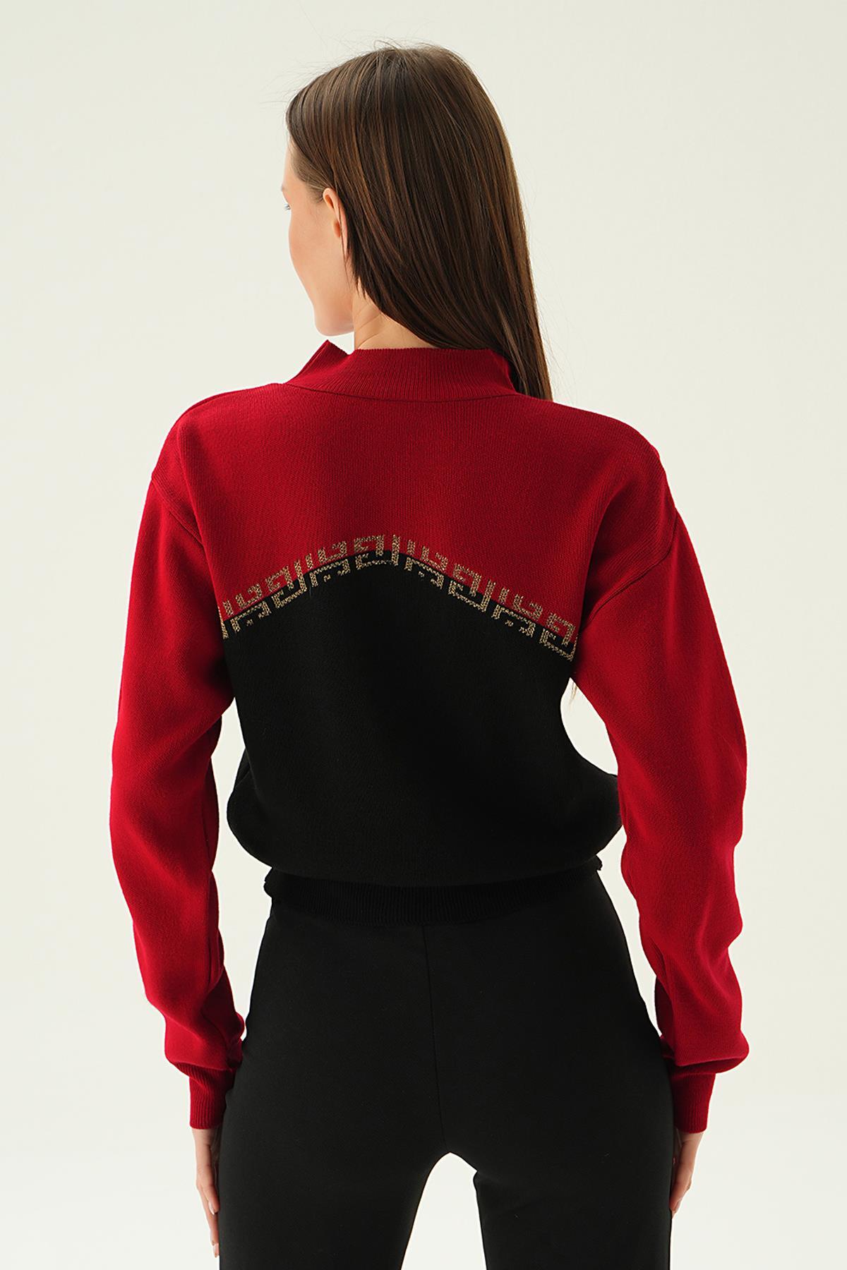 3565 Sim Detay Kazak Kırmızı - 3