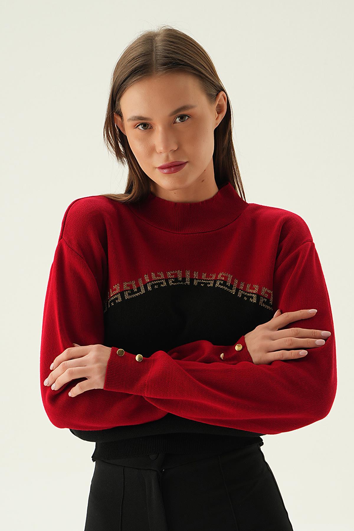 3565 Sim Detay Kazak Kırmızı - 4