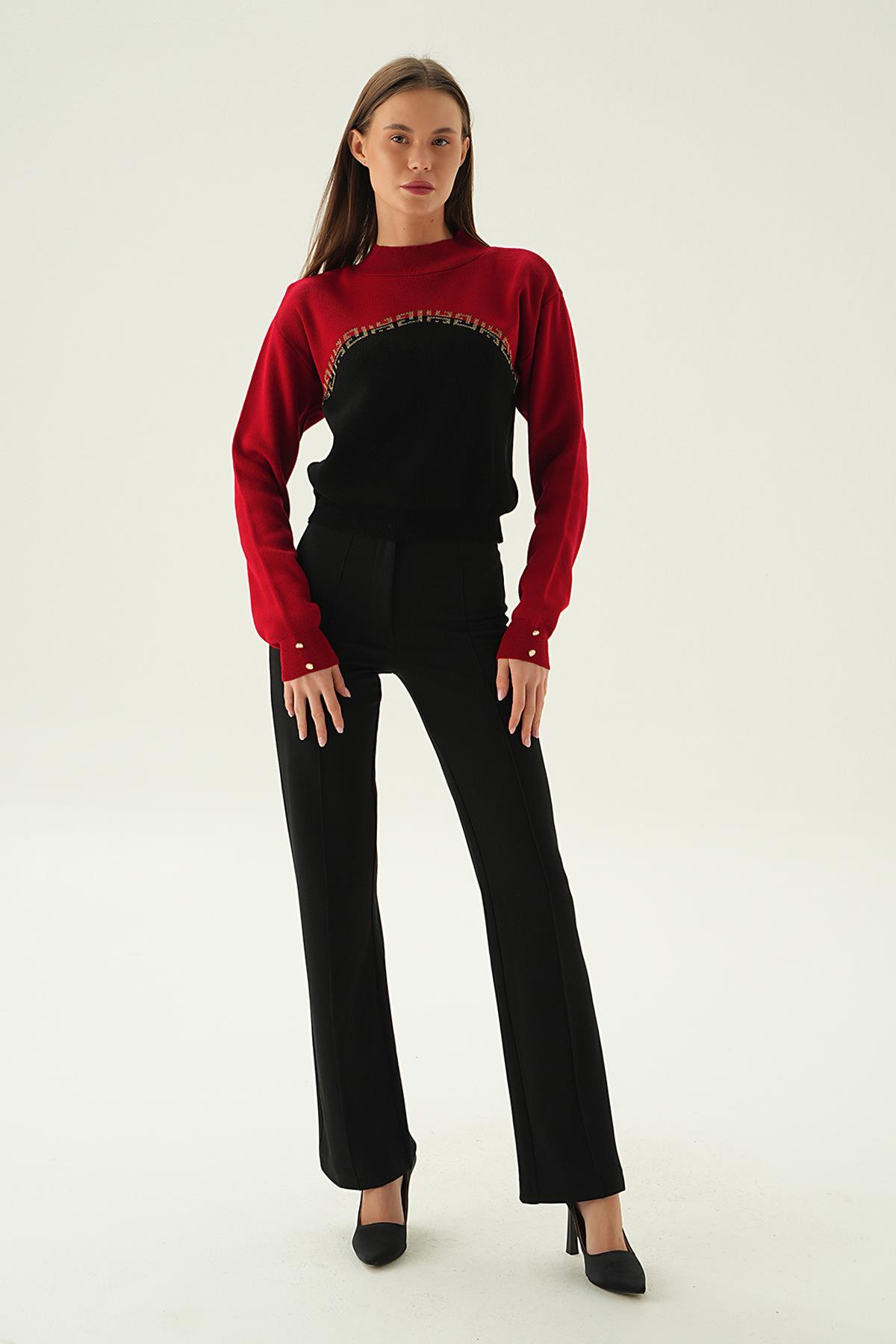 3565 Sim Detay Kazak Kırmızı - 6