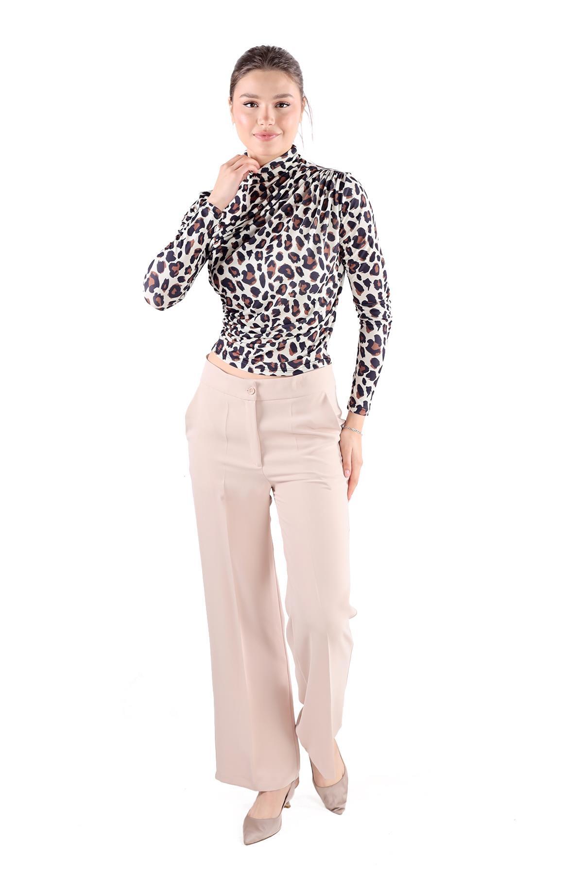 Bej Desenli Bluz 358-1 - 2