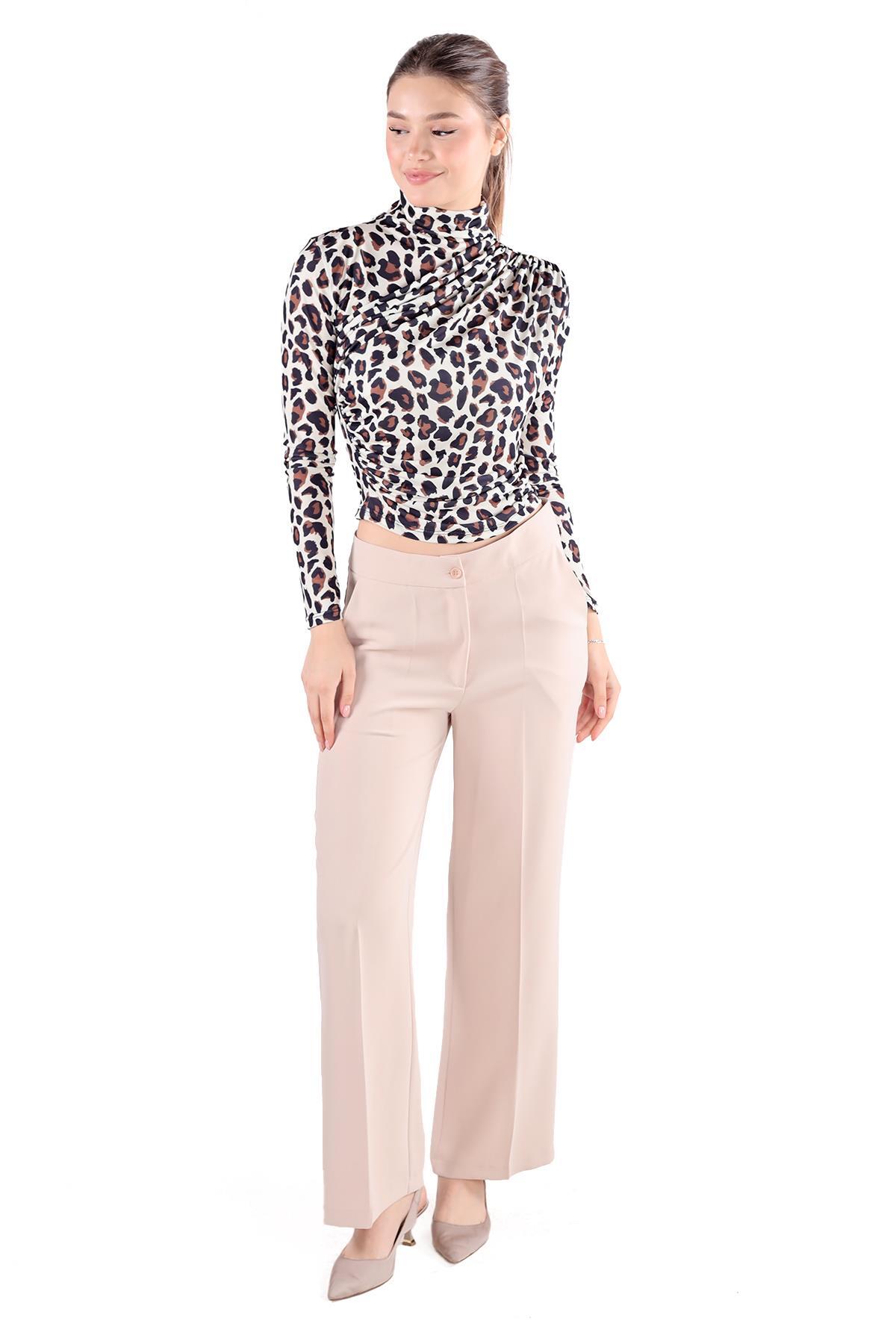 Bej Desenli Bluz 358-1 - 7