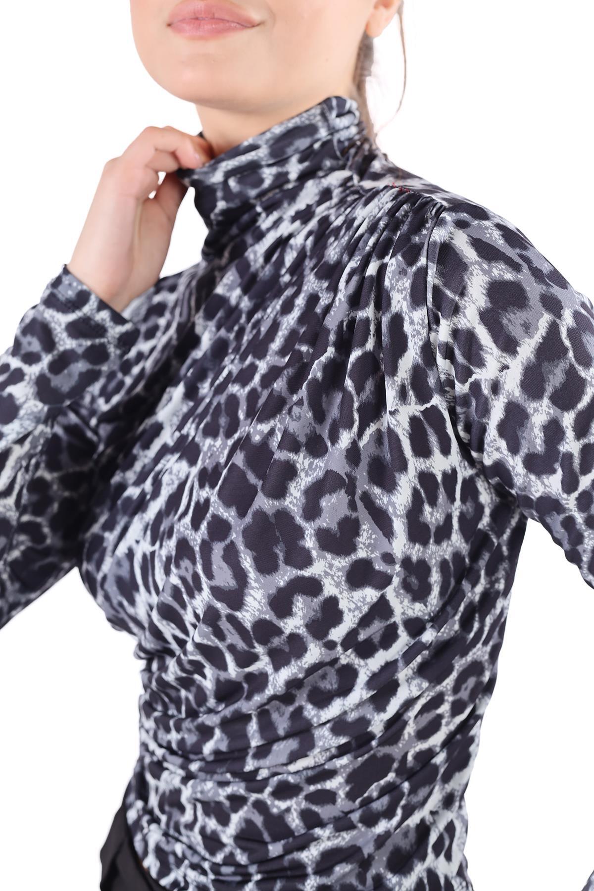 Füme Desenli Bluz 358-1 - 4