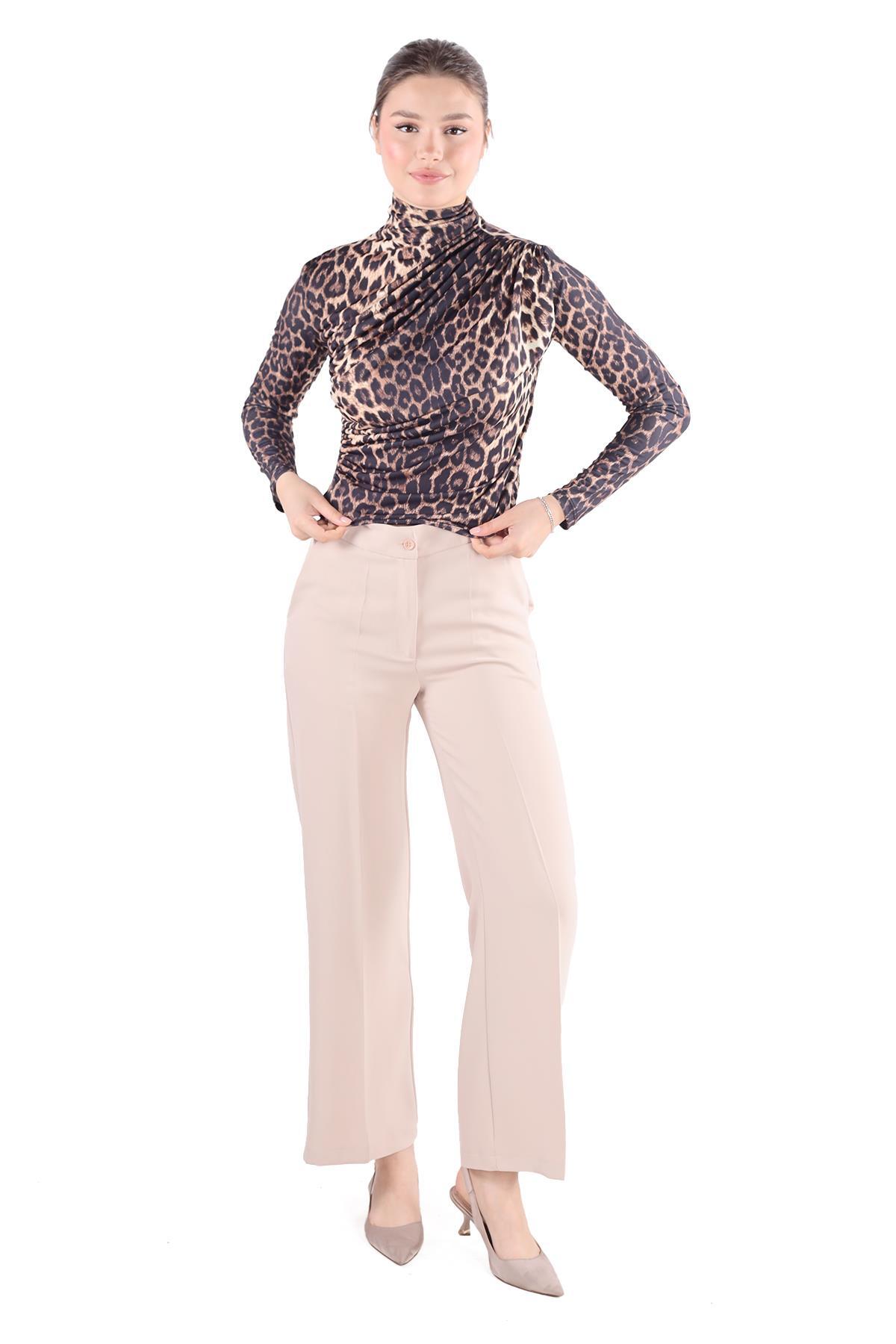 Kahve Desenli Bluz 358-1 - 2