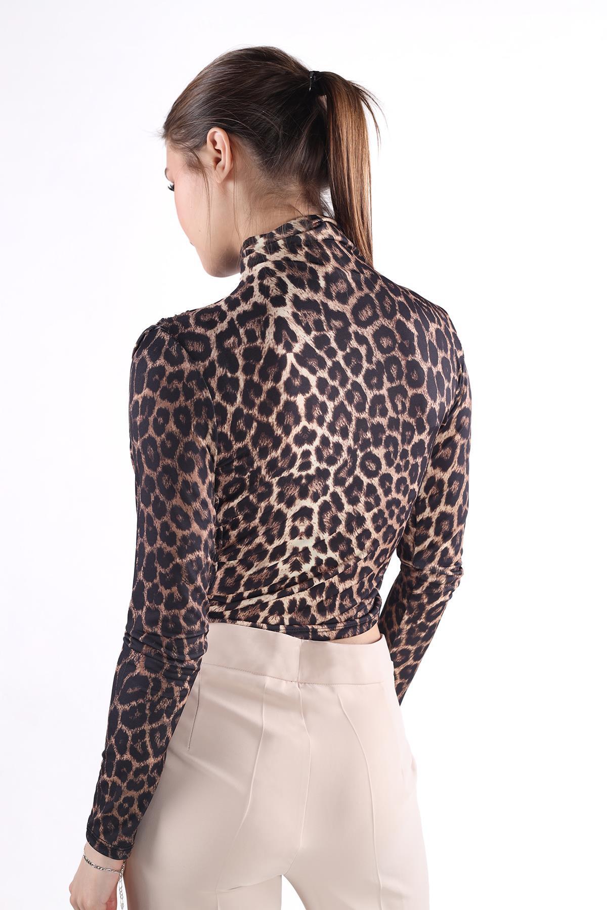 Kahve Desenli Bluz 358-1 - 5