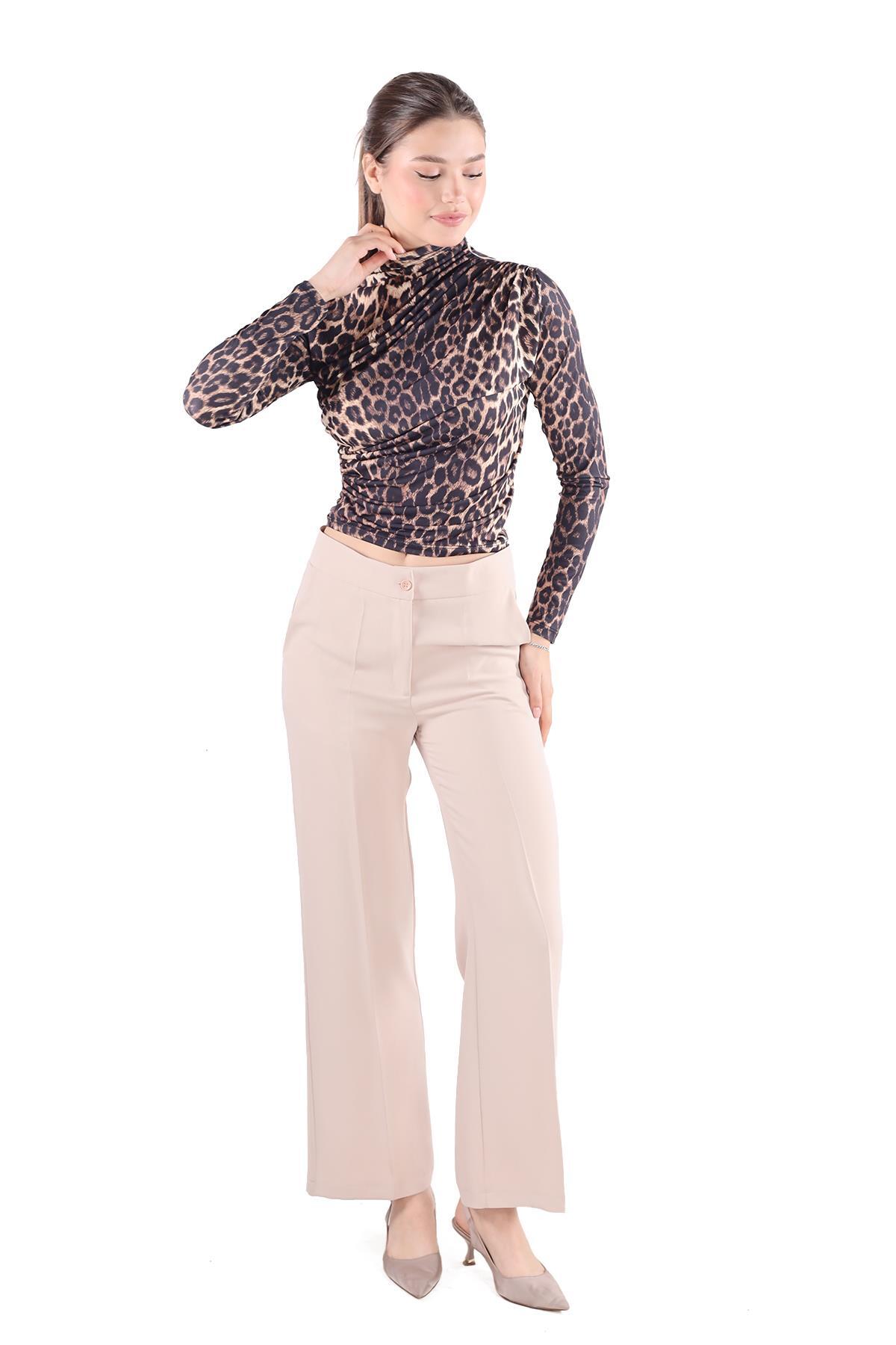 Kahve Desenli Bluz 358-1 - 8
