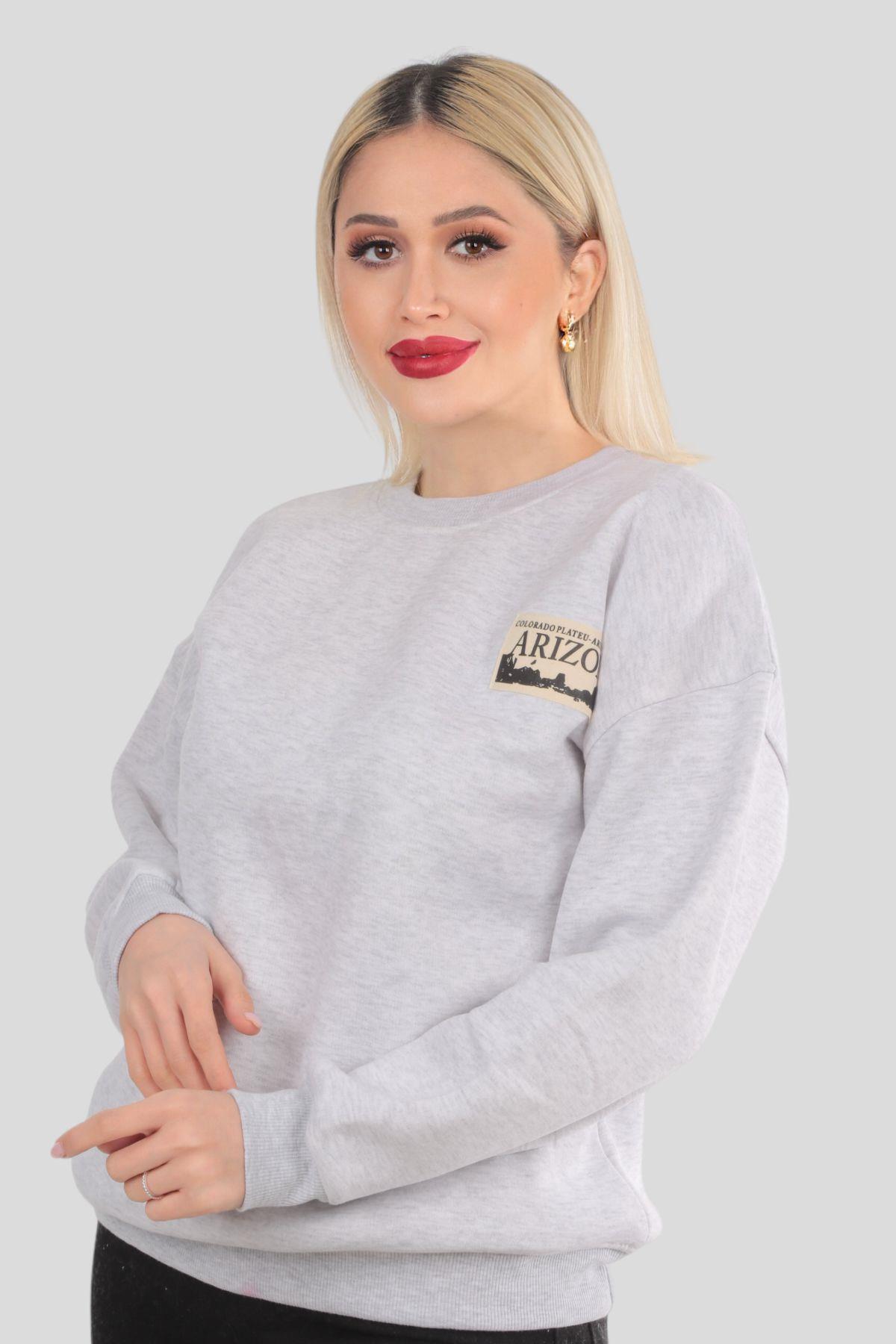 Gri Arızona Arma Detay Sweat 3592 - 1