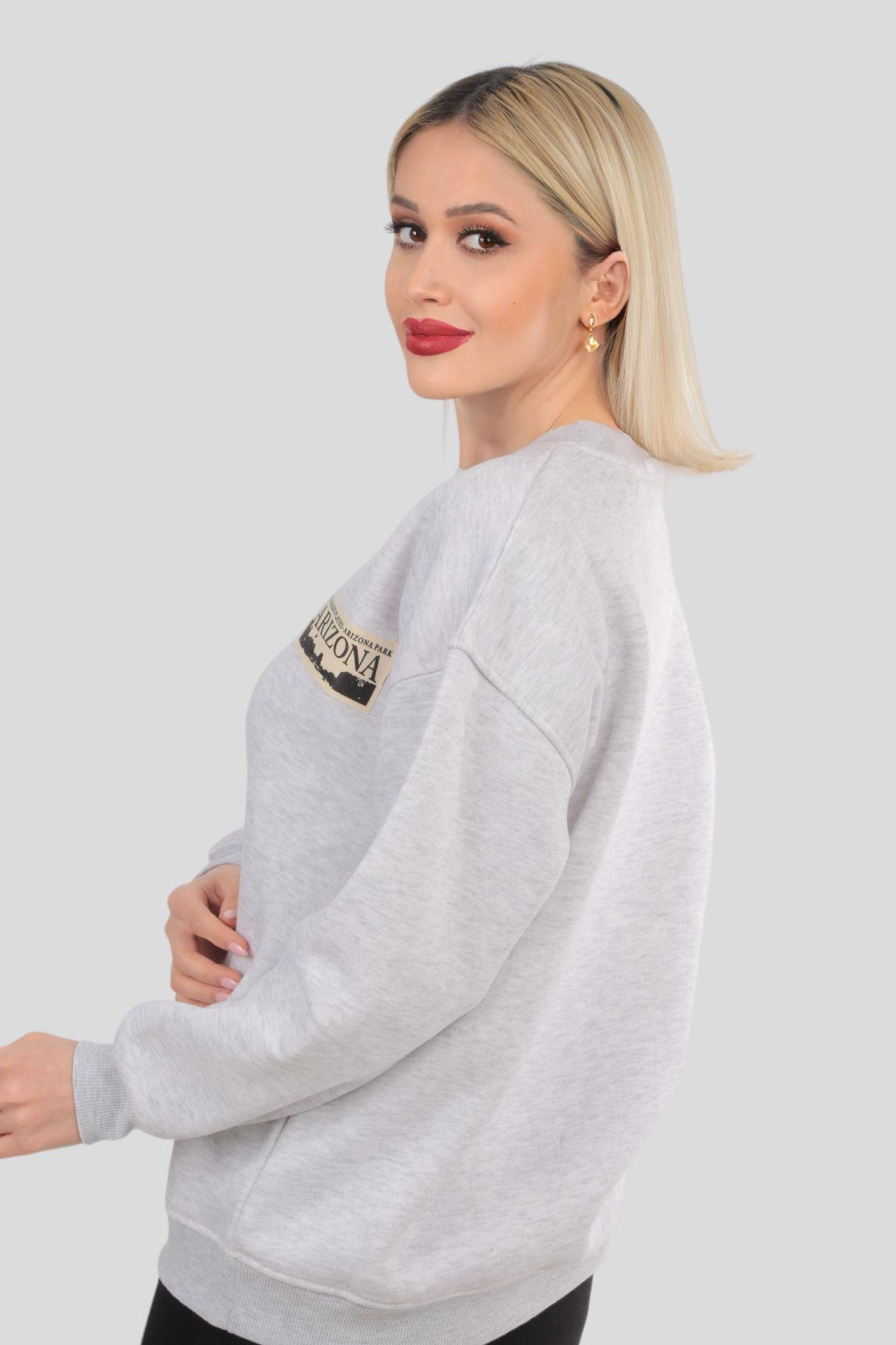 Gri Arızona Arma Detay Sweat 3592 - 2