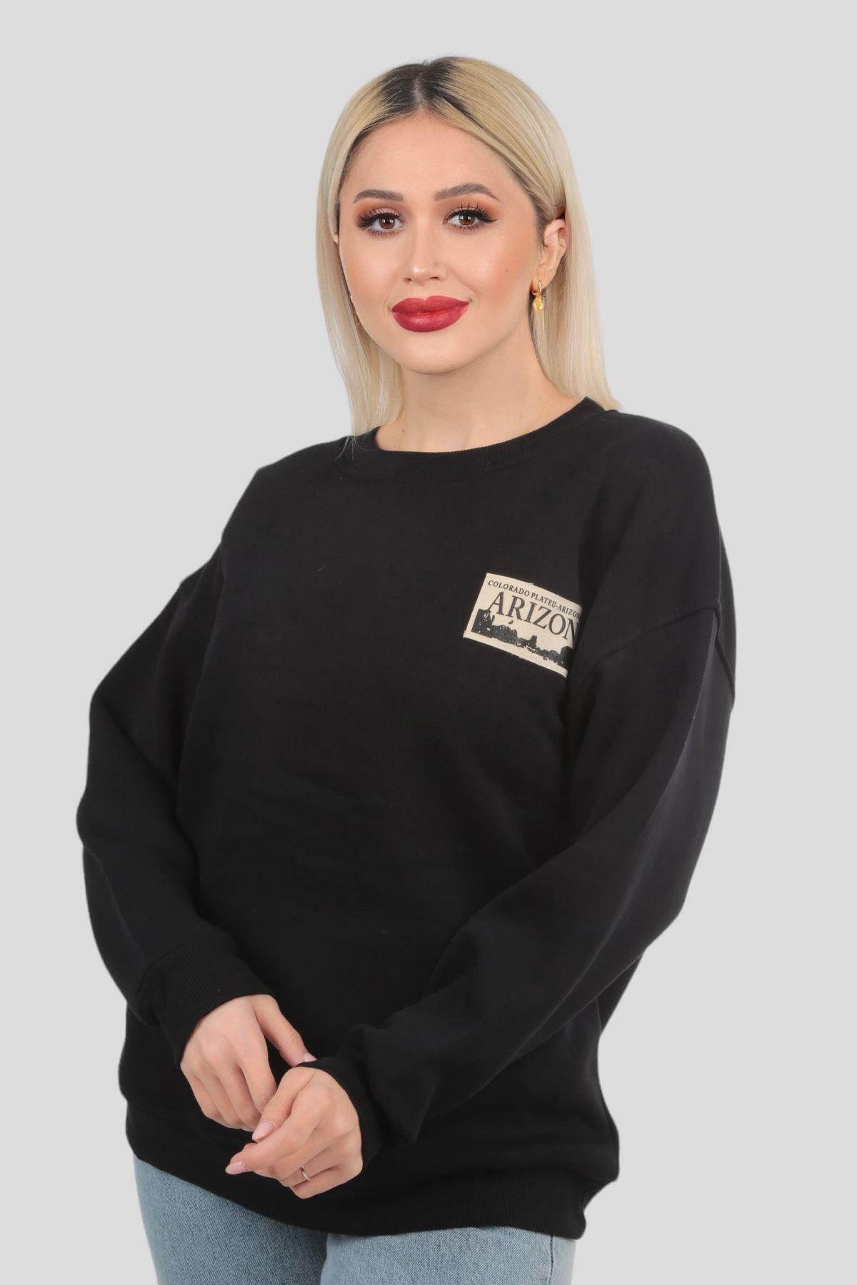 Siyah Arızona Arma Detay Sweat 3592 - 2