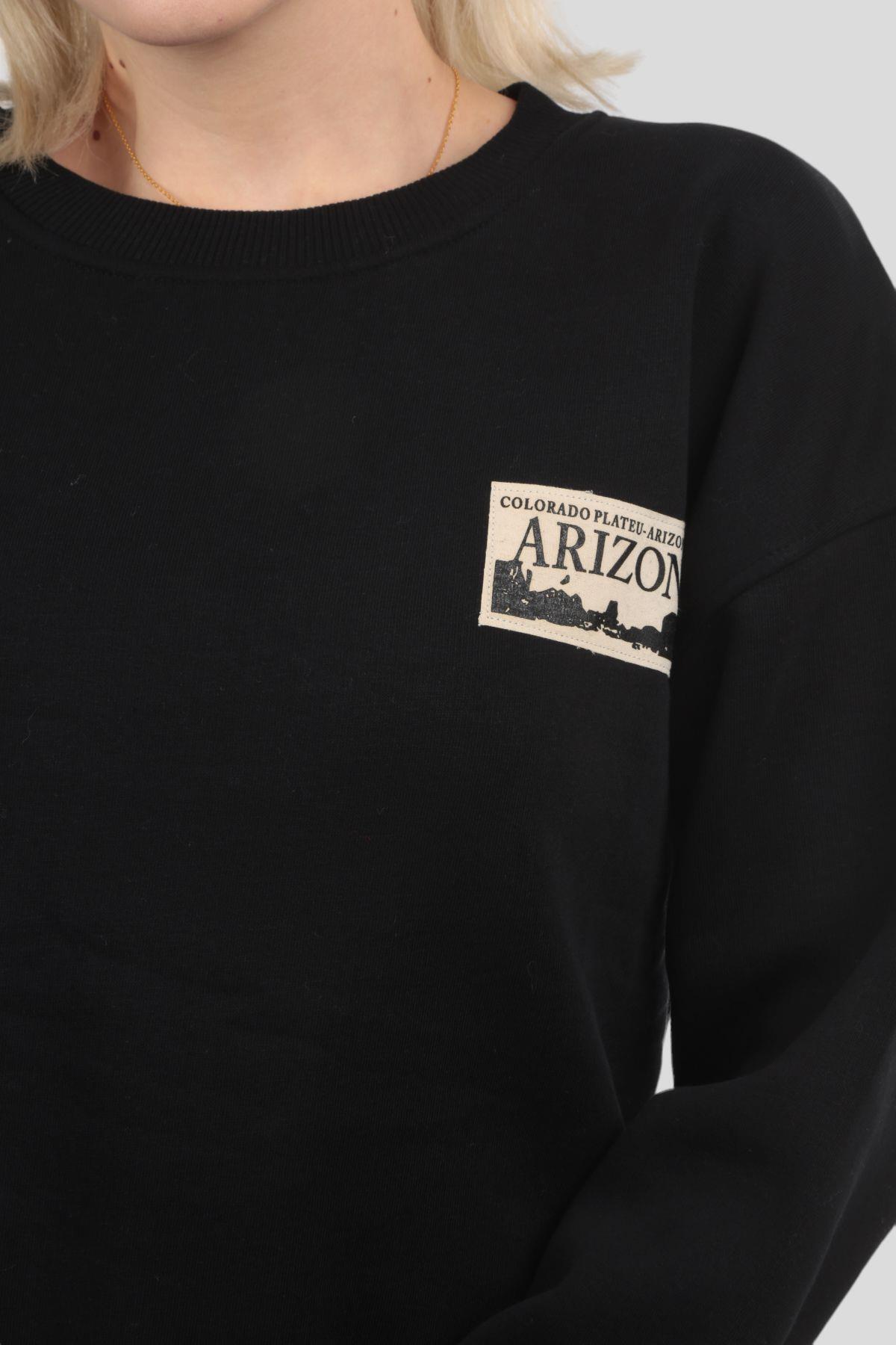 Siyah Arızona Arma Detay Sweat 3592 - 4