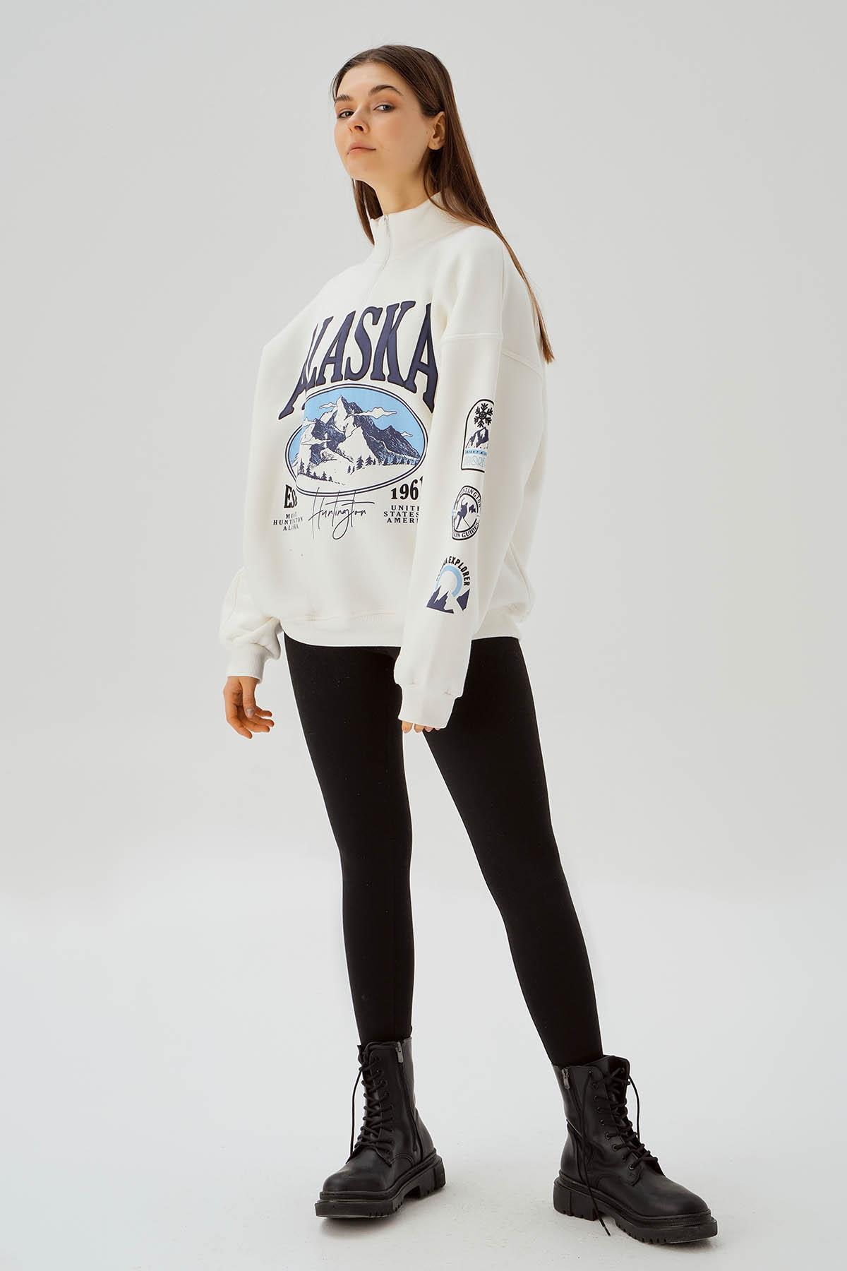 Alaska Baskı Sweat 3610 Ekru - 2