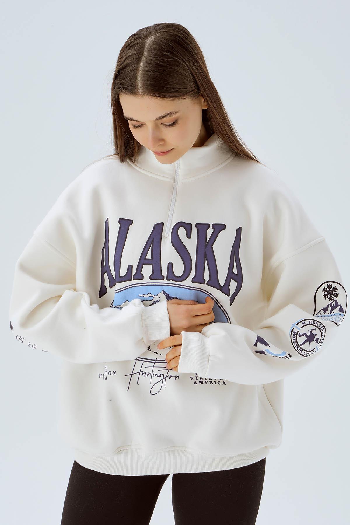 Alaska Baskı Sweat 3610 Ekru - 4