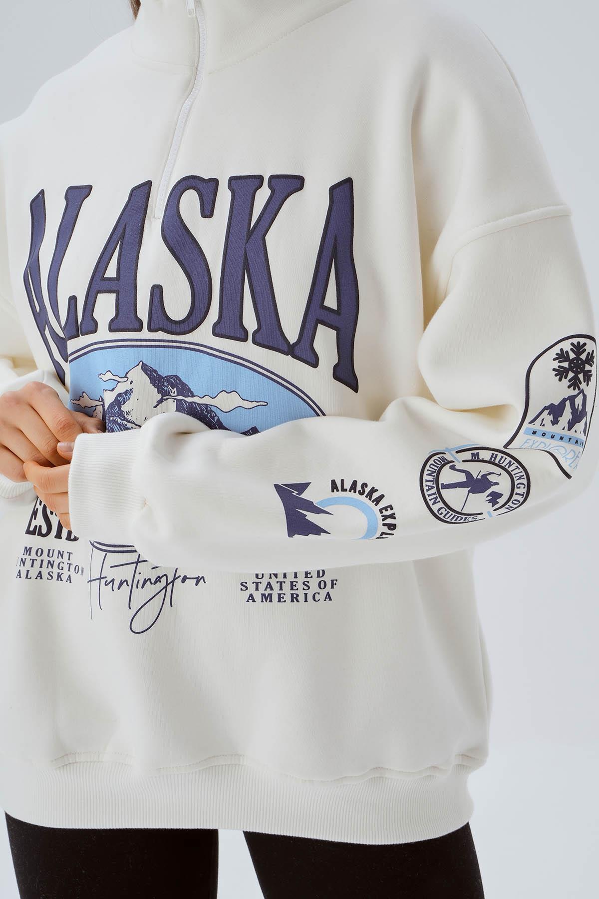 Alaska Baskı Sweat 3610 Ekru - 6