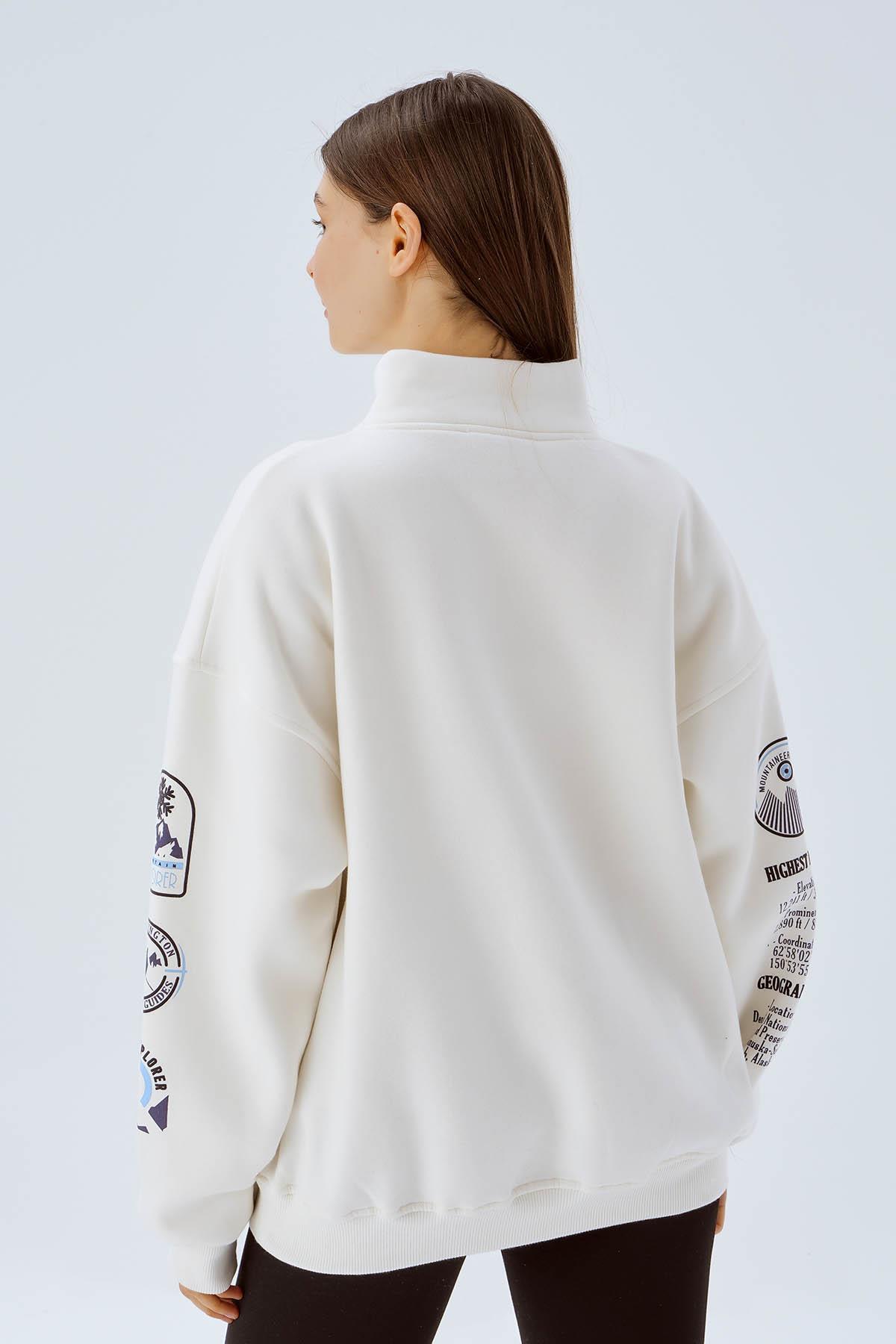Ekru Alaska Baskı Sweat 3610 - 5