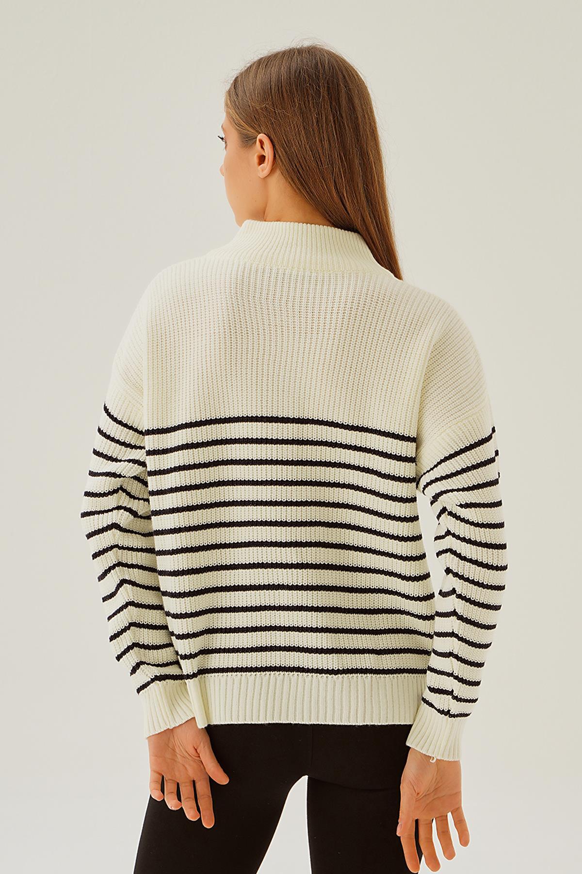 Kemik Yaka Fermuar Detay Kazak 3625 - 5