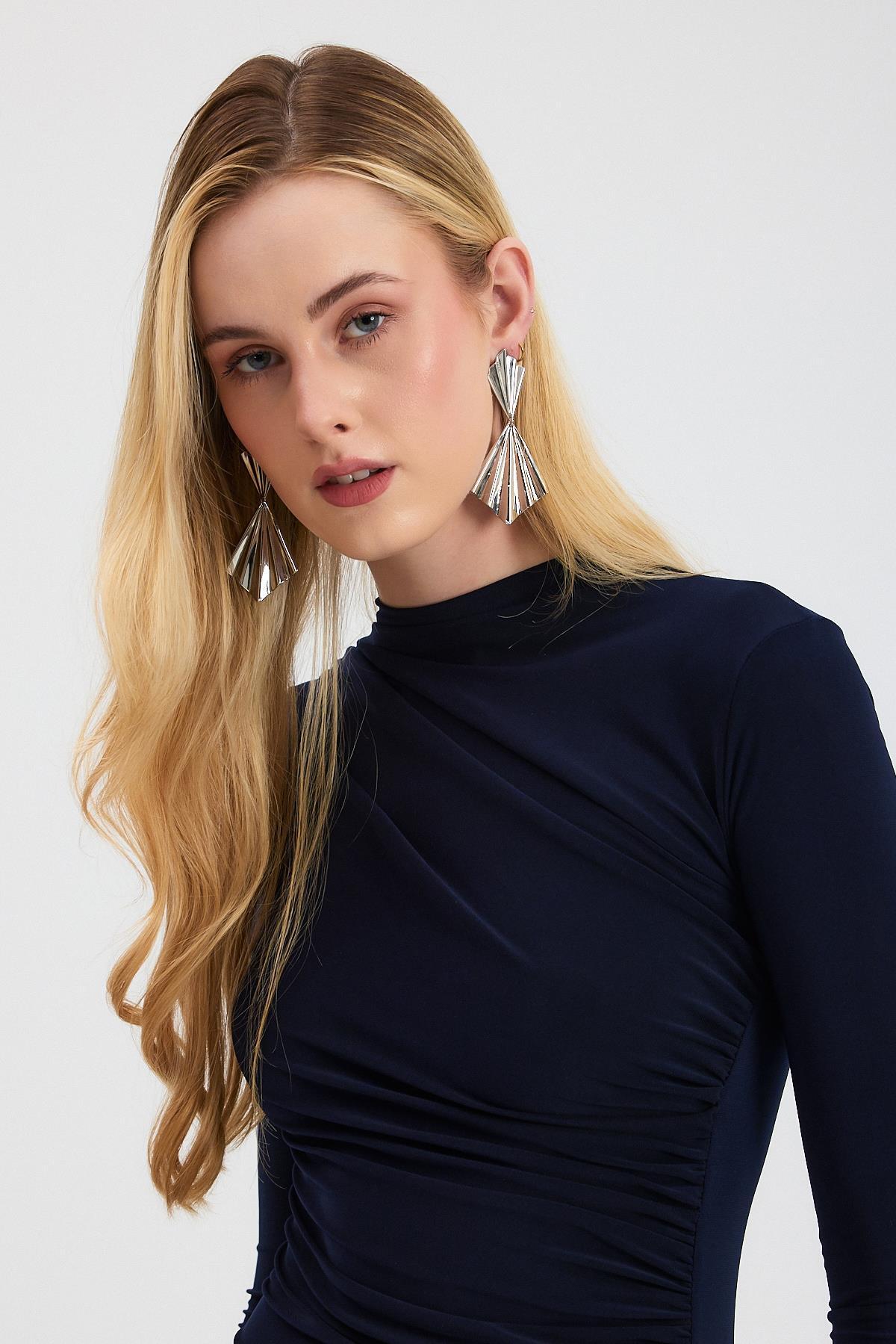 3686 Bel Büzgü Detay Elbise Laci - 4