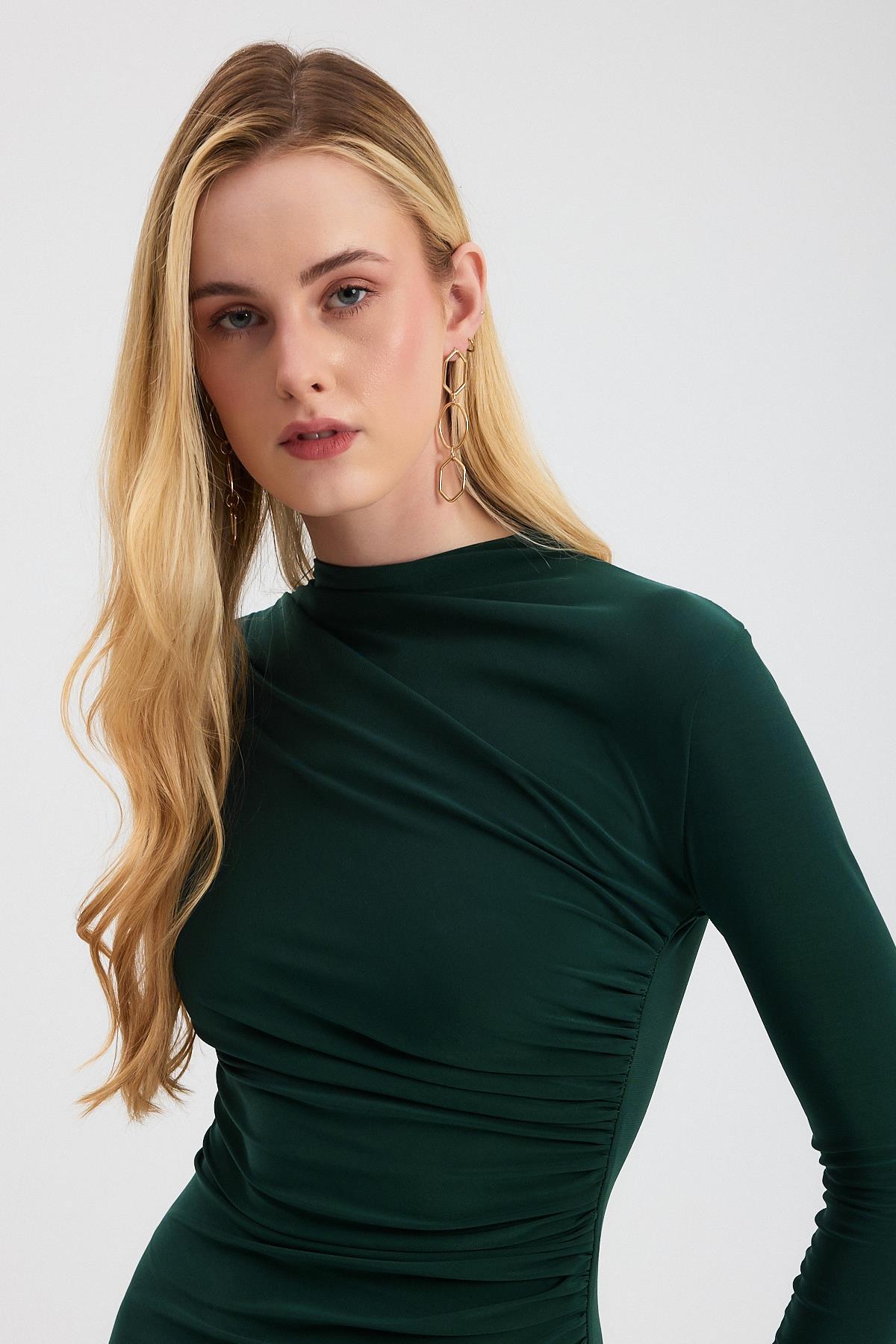 Zümrüt Bel Büzgü Detay Elbise 3686 - 8