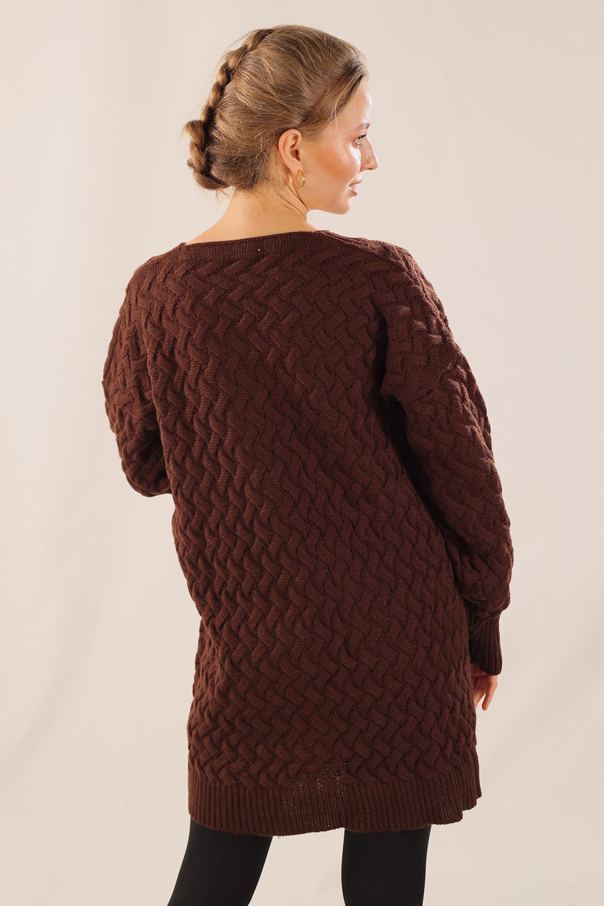 Acı Kahve Düğmeli Triko Hırka 369 - 4