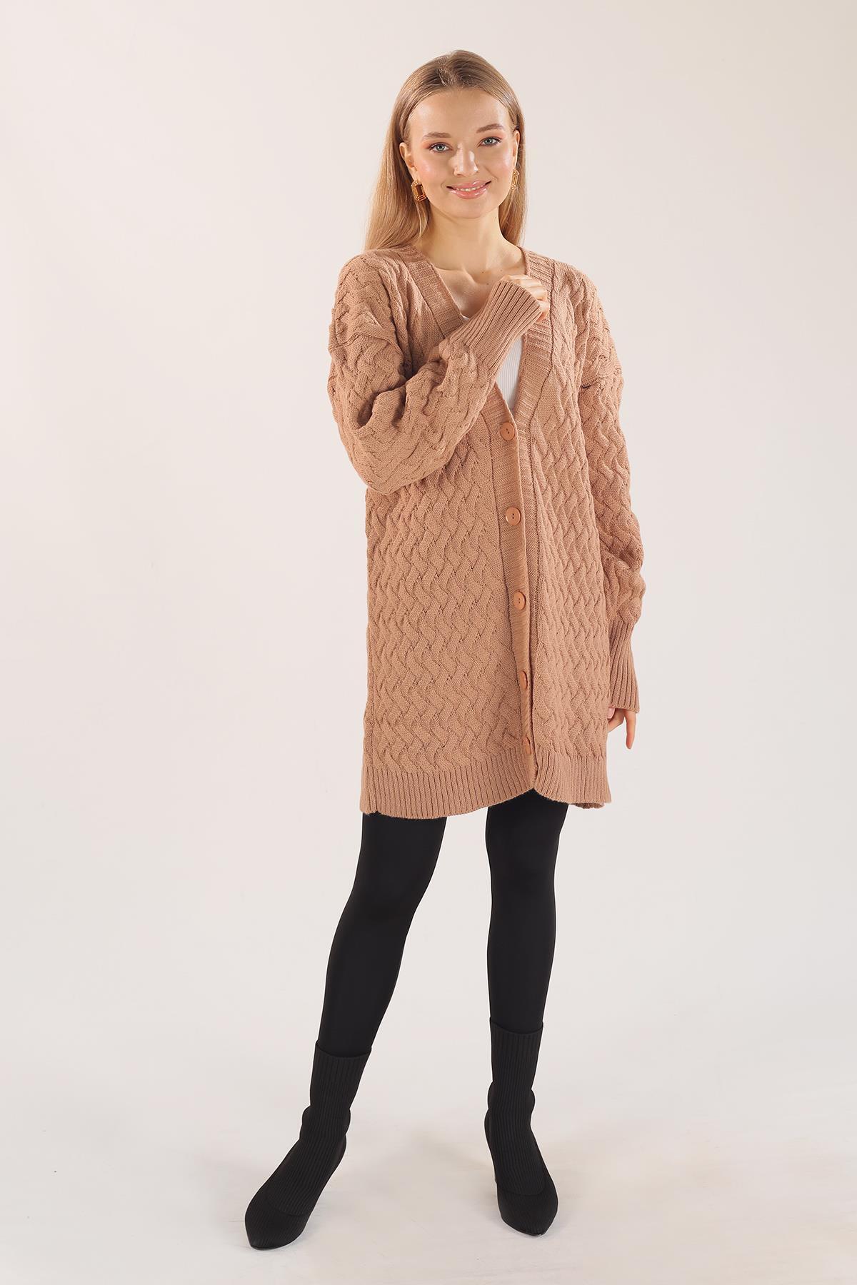 Camel Düğmeli Triko Hırka 369 - 2