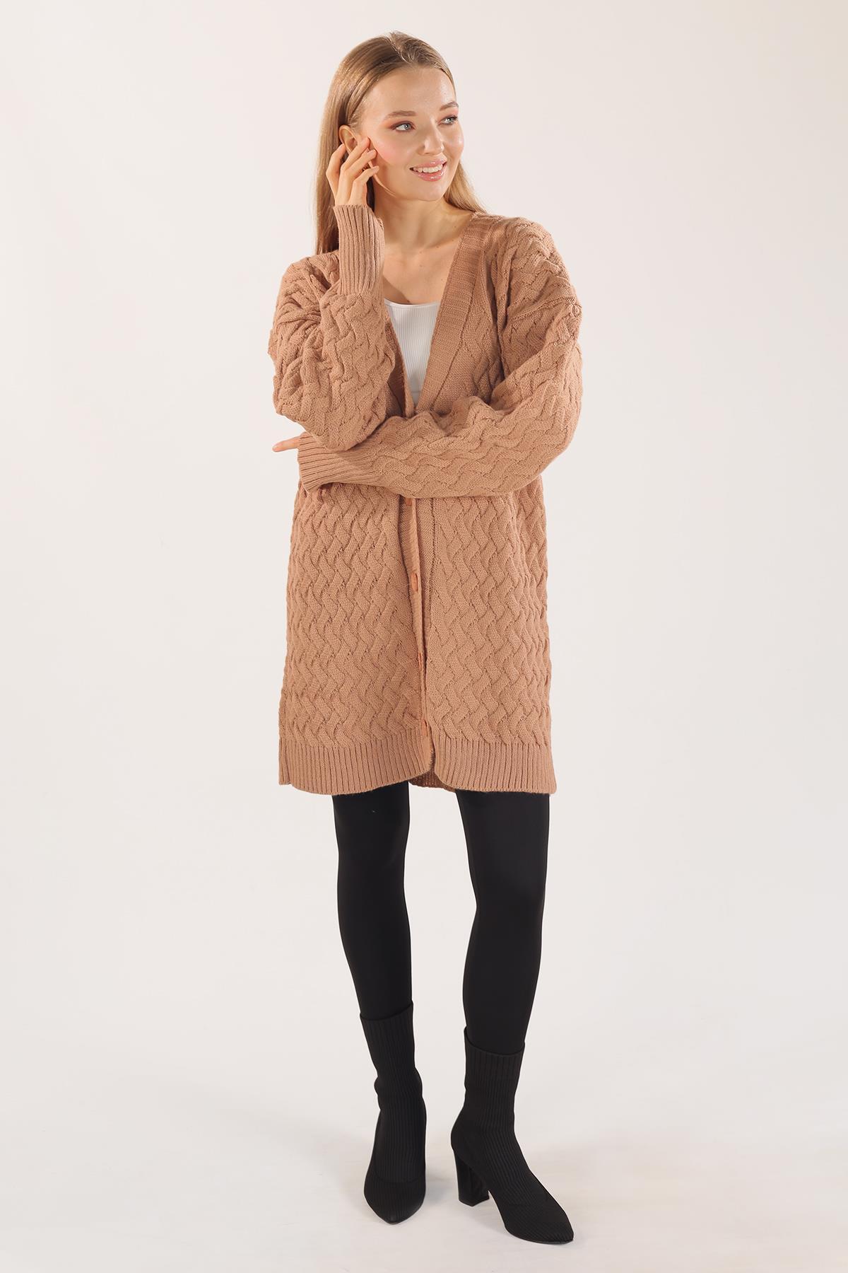 Camel Düğmeli Triko Hırka 369 - 3