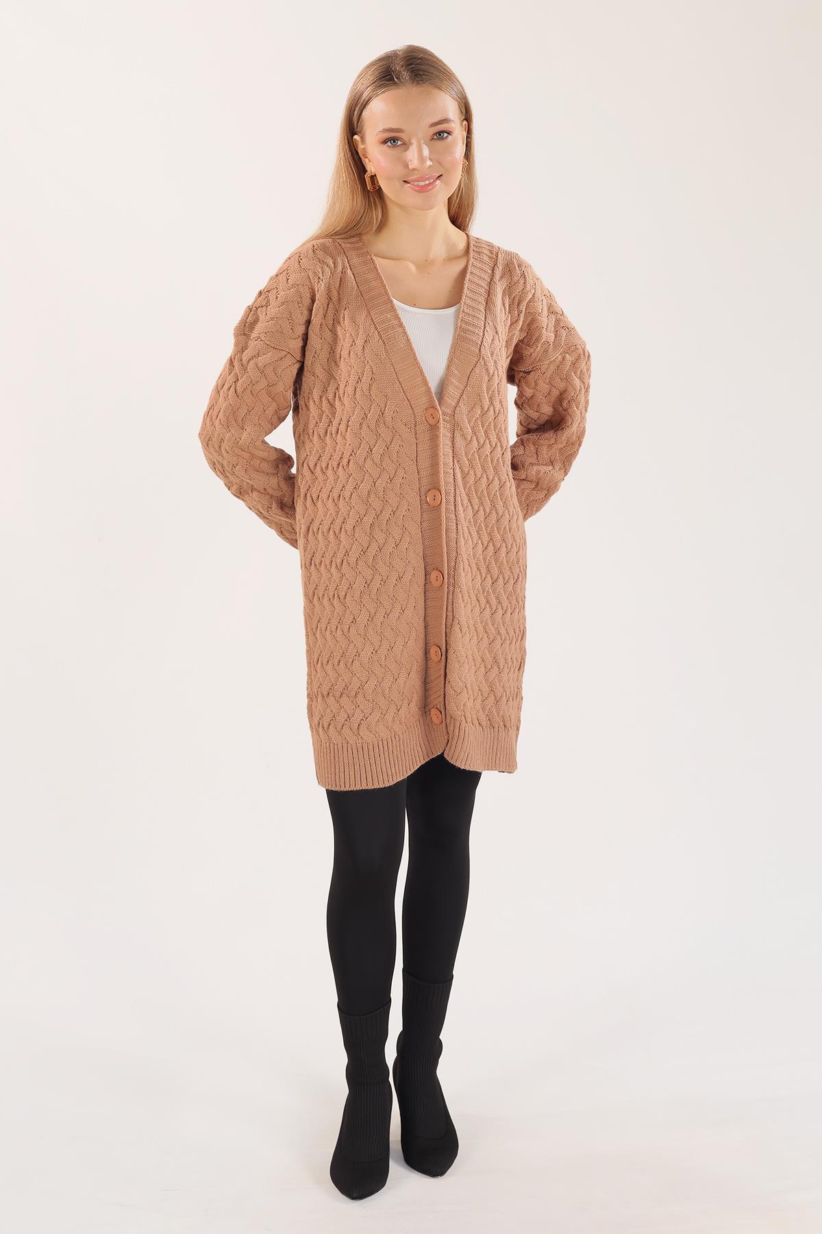 Camel Düğmeli Triko Hırka 369 - 4