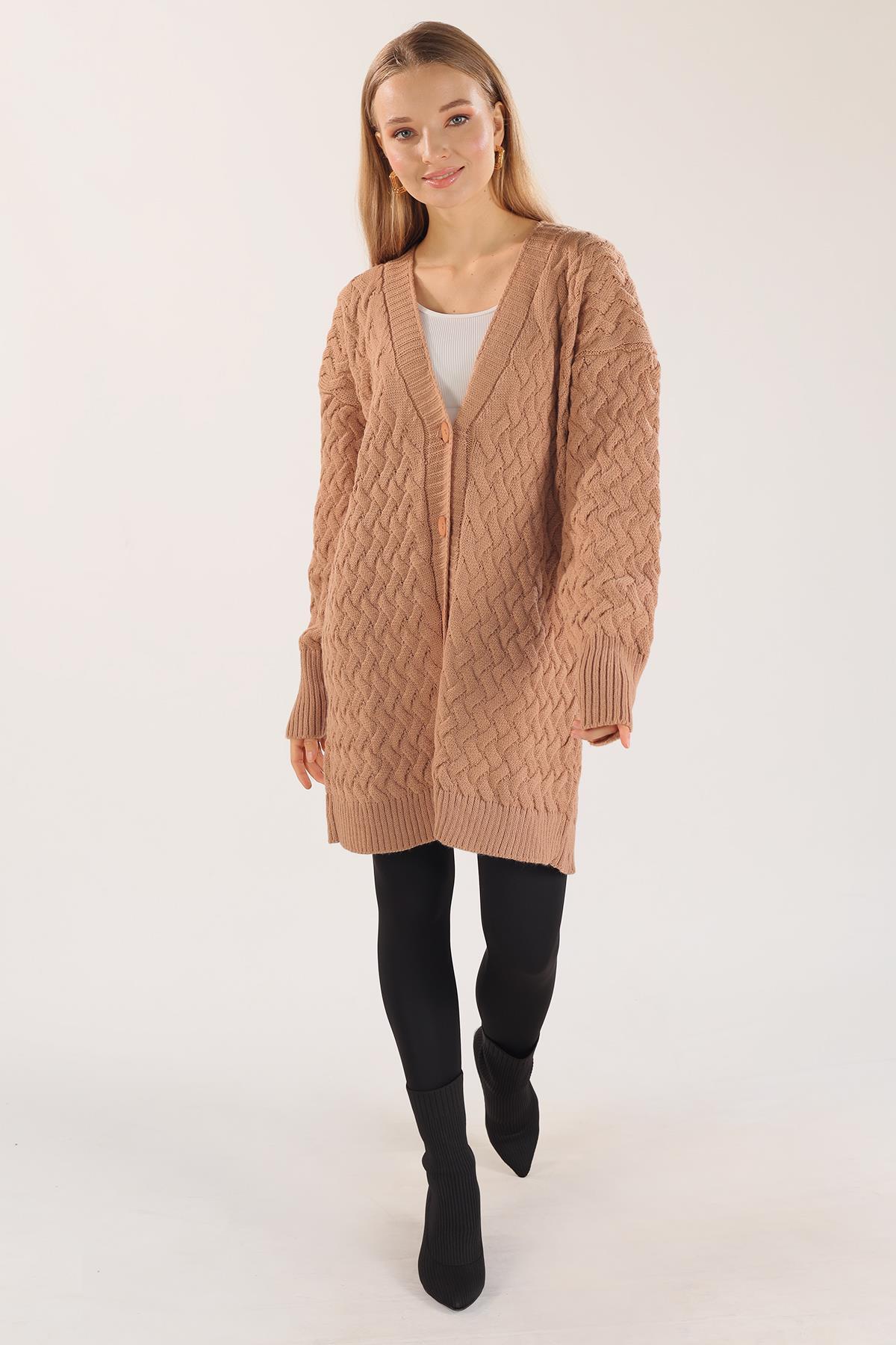 Camel Düğmeli Triko Hırka 369 - 5