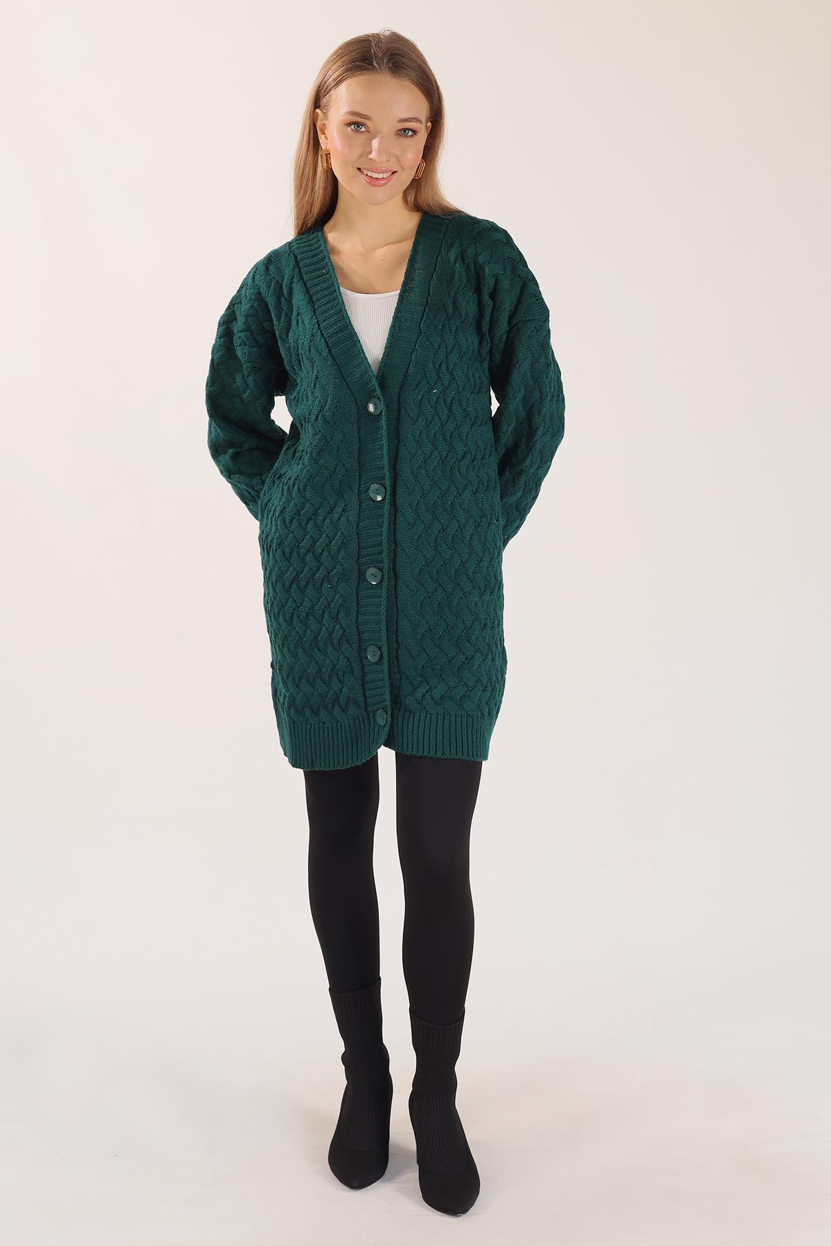 369 Düğmeli Triko Hırka Nefti - 2