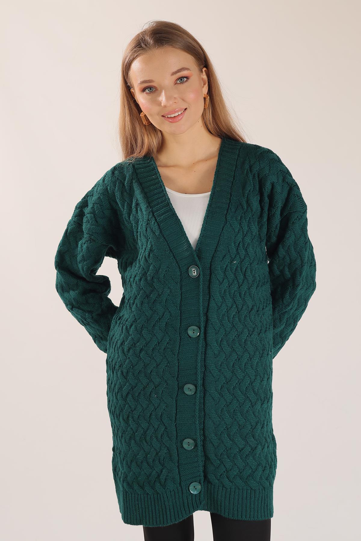 369 Düğmeli Triko Hırka Nefti - 5