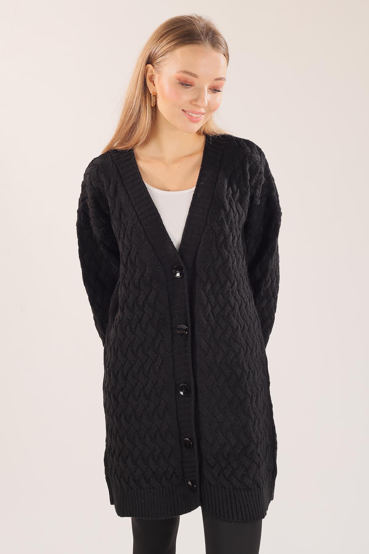 Siyah Düğmeli Triko Hırka 369 - 2