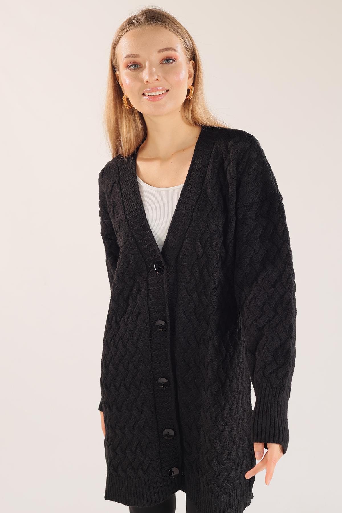 Siyah Düğmeli Triko Hırka 369 - 3