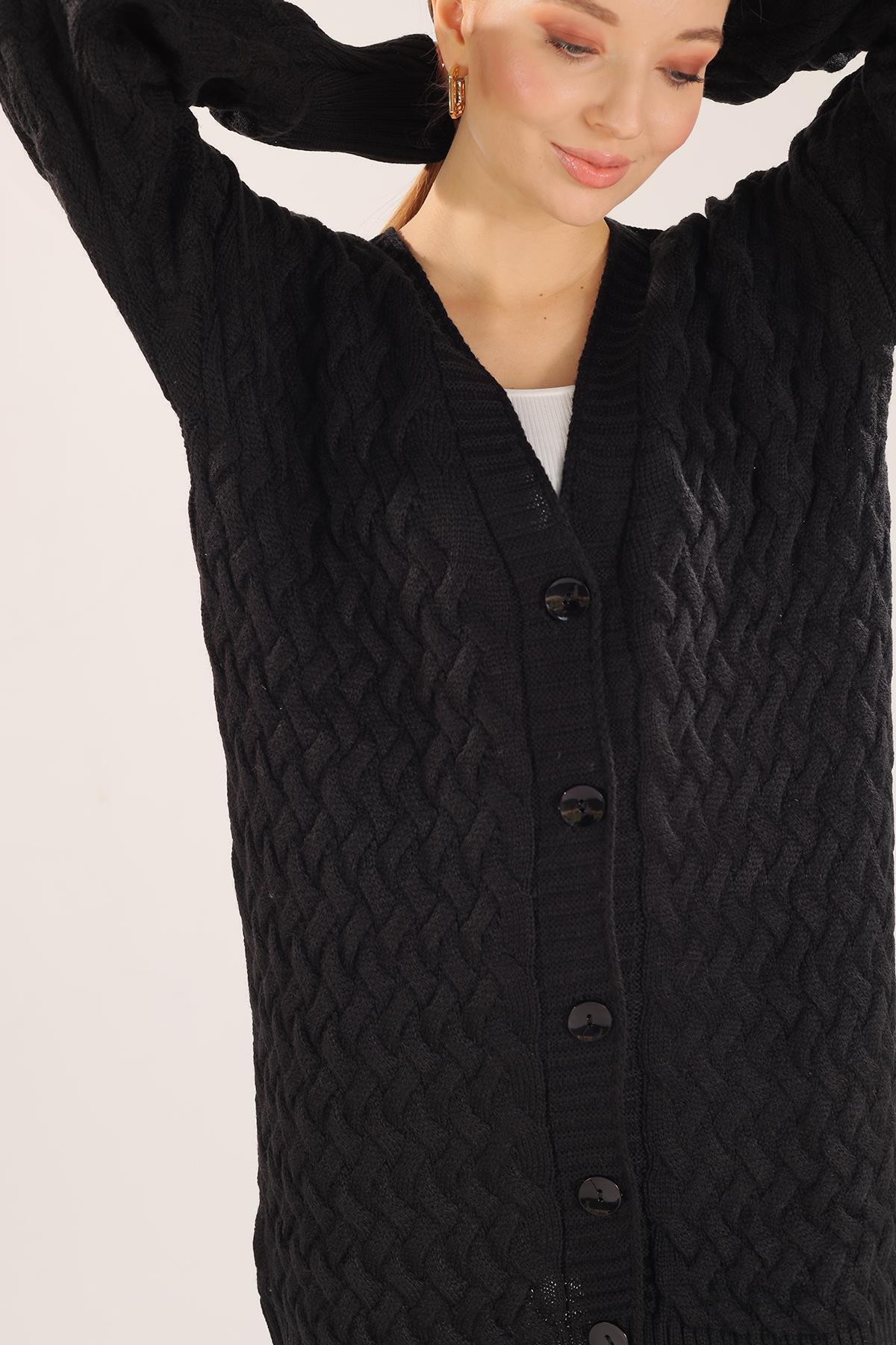 Siyah Düğmeli Triko Hırka 369 - 5