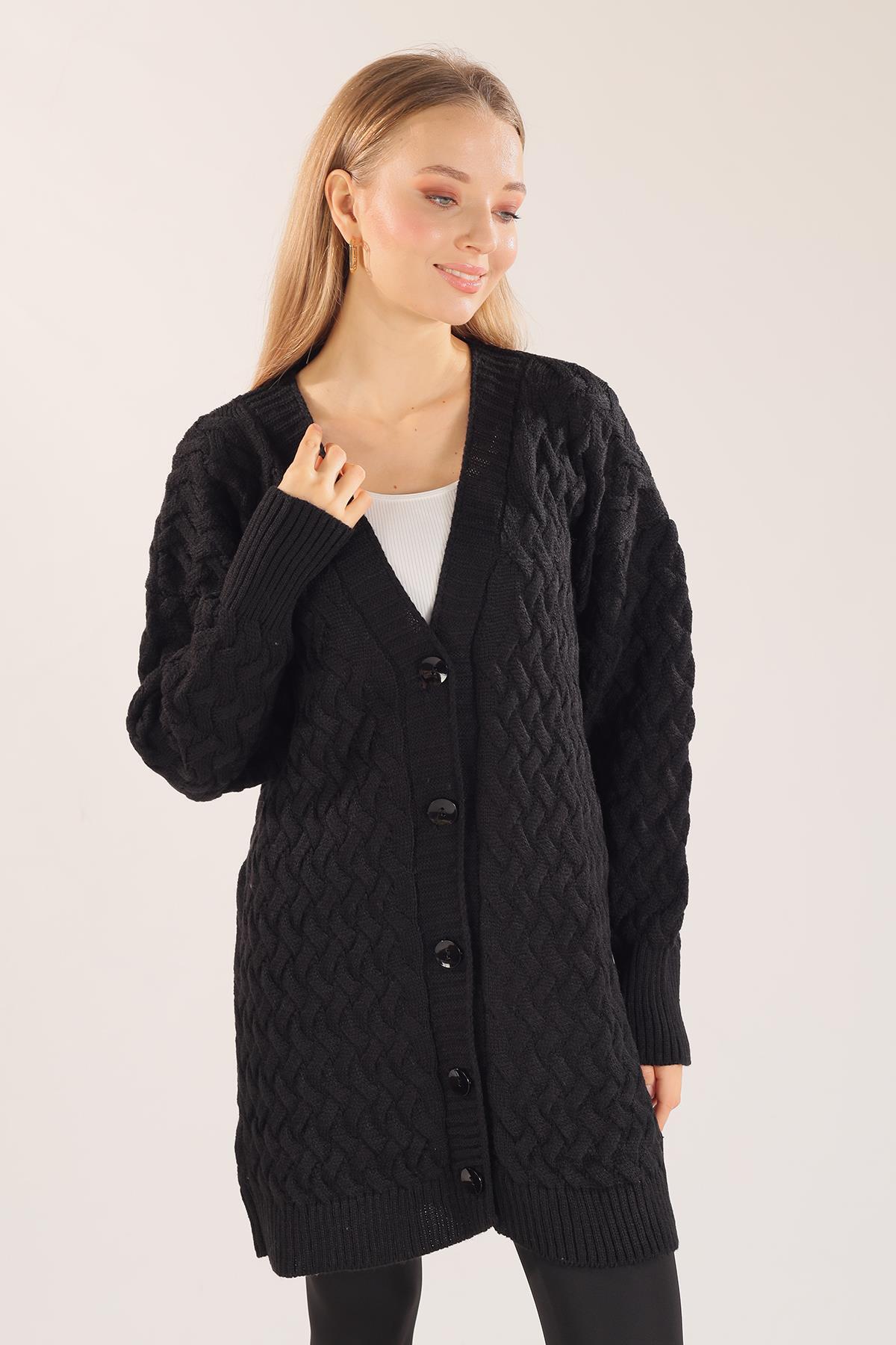 Siyah Düğmeli Triko Hırka 369 - 6