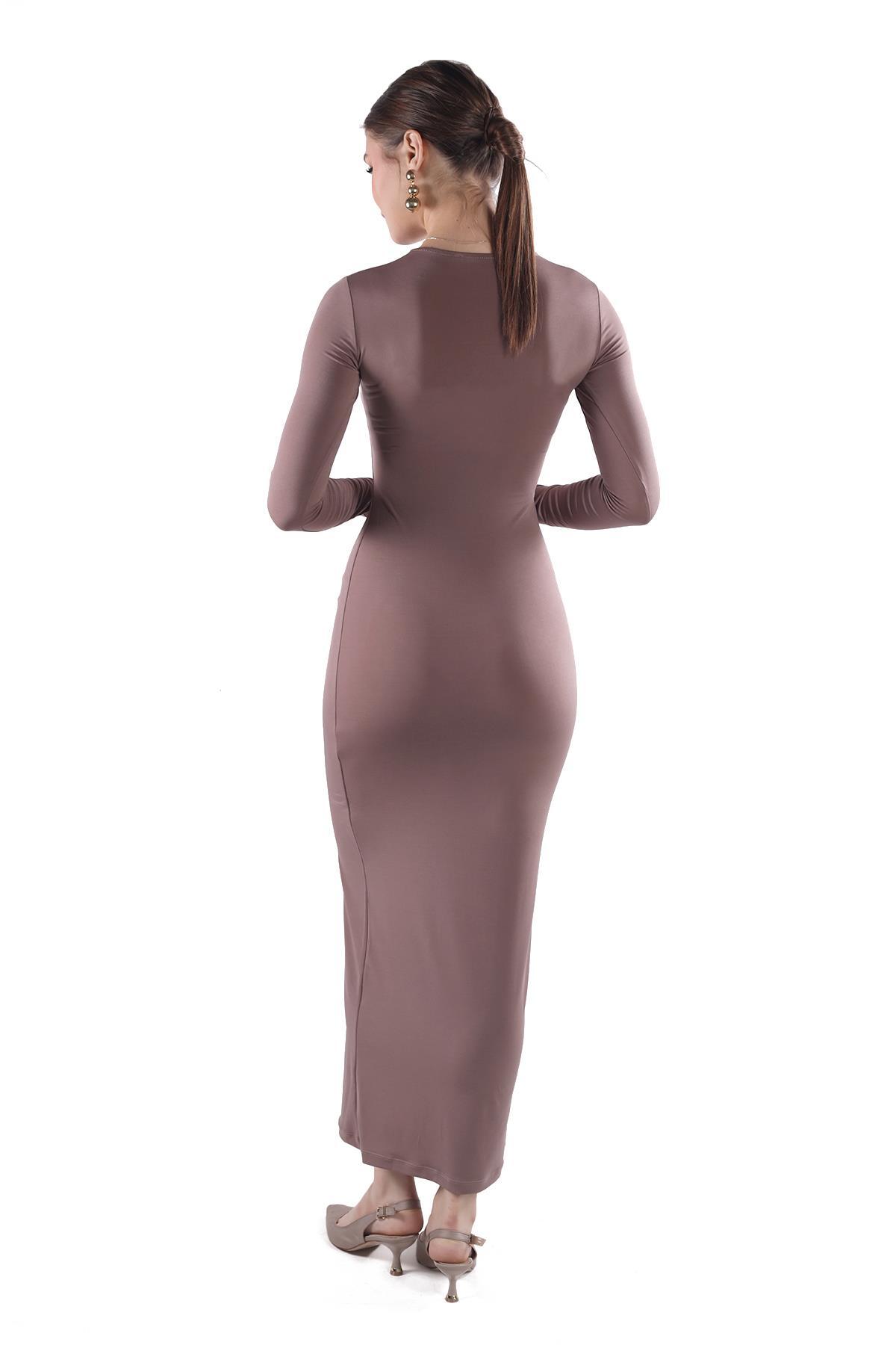 Camel Bisiklet Yaka Elbise 376 - 5