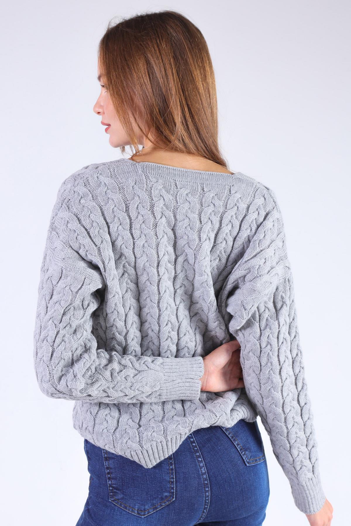 Gri Örgü Detay Hırka 379 - 4