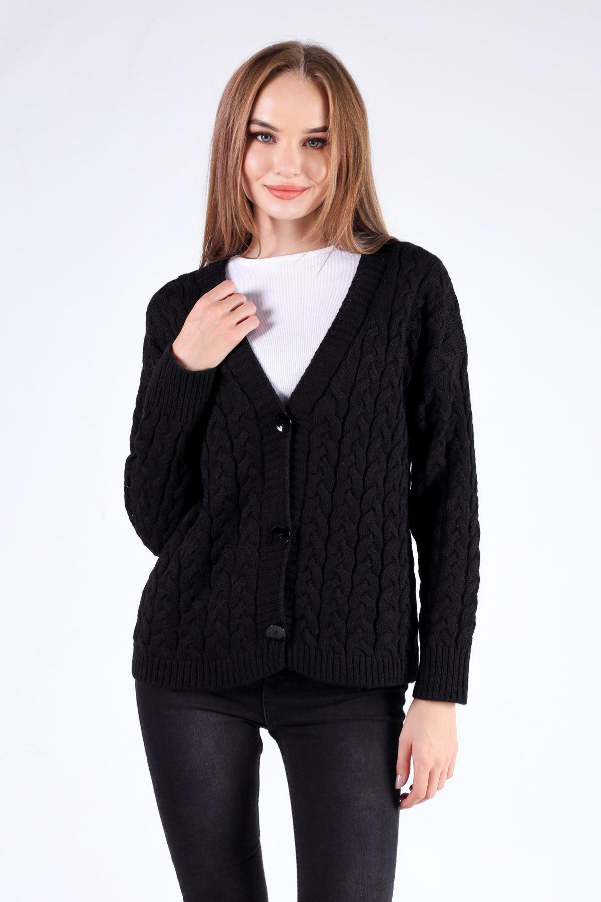 Siyah Örgü Detay Hırka 379 - 3