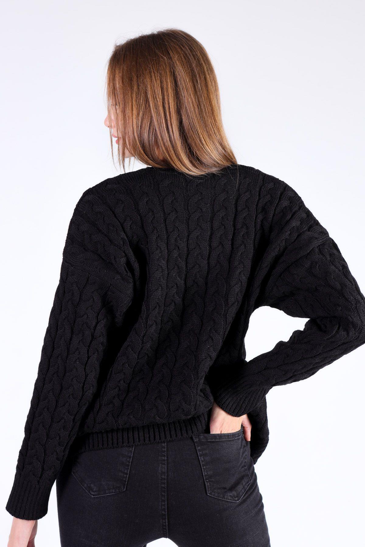 Siyah Örgü Detay Hırka 379 - 9