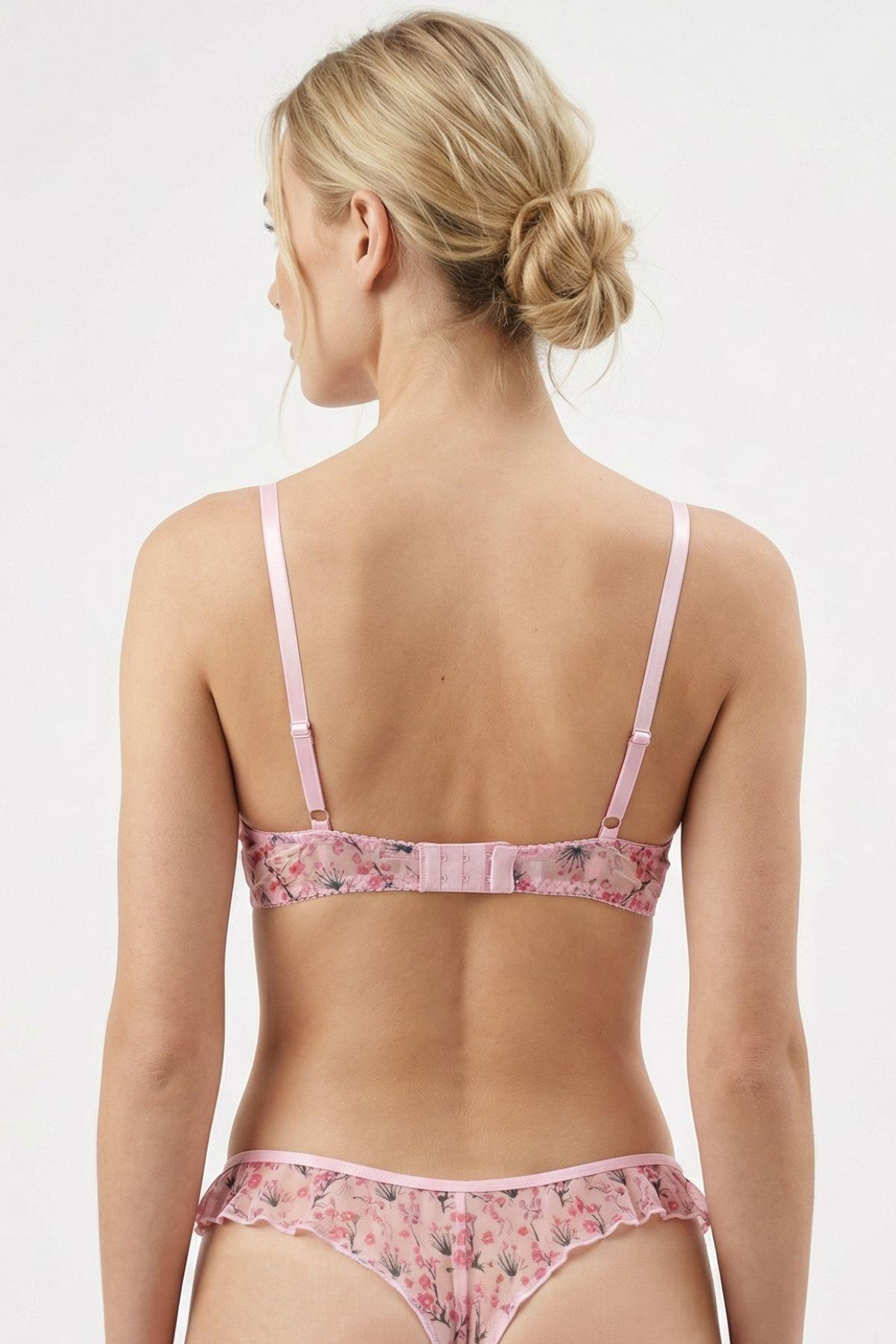 381 Çiçek Desenli Braled Takım Pudra - RAYS