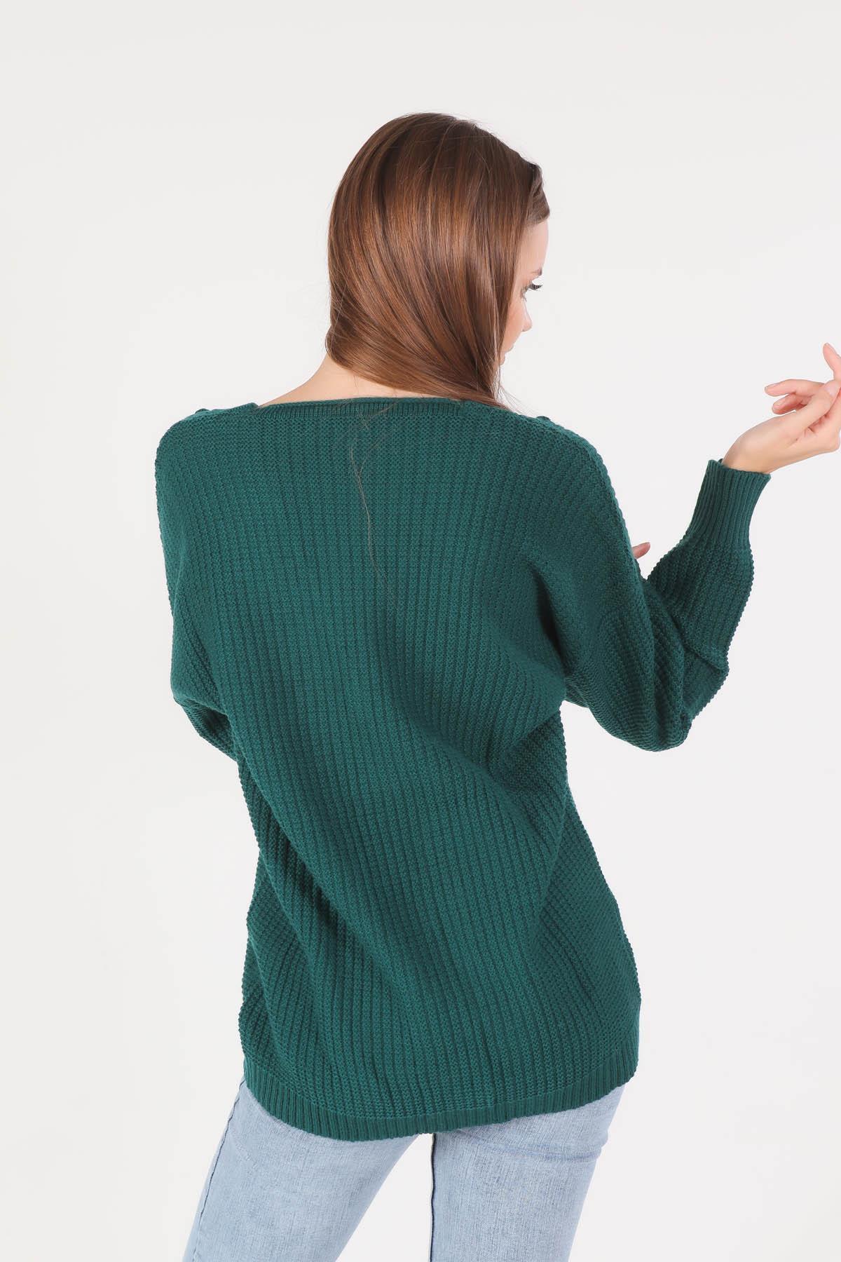 381 Nakışlı Düğmeli Hırka Nefti - 5