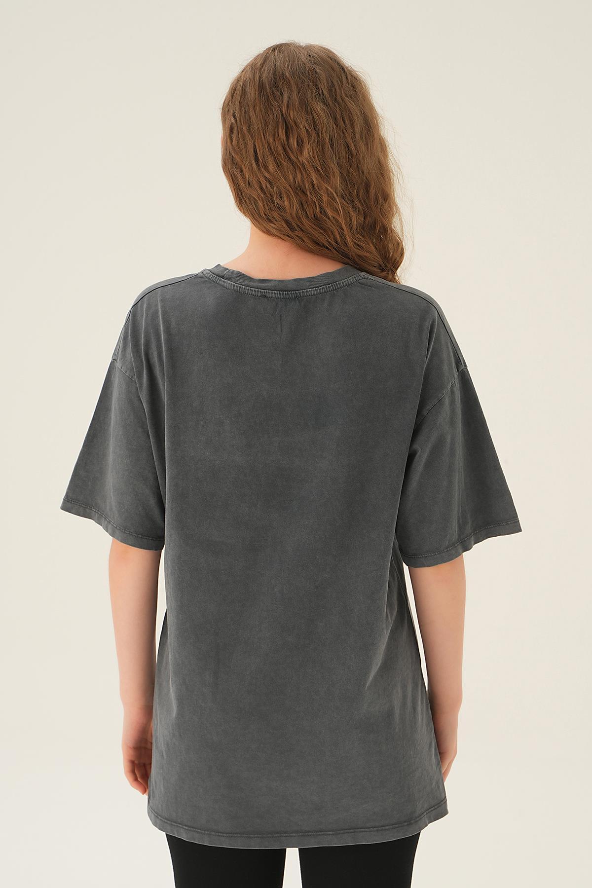 Antrasit İnci Detay Tişört 3828 - 4