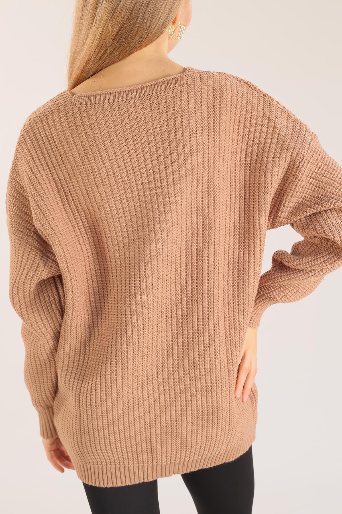 Camel Çiçek Nakışlı Hırka 383 - 6